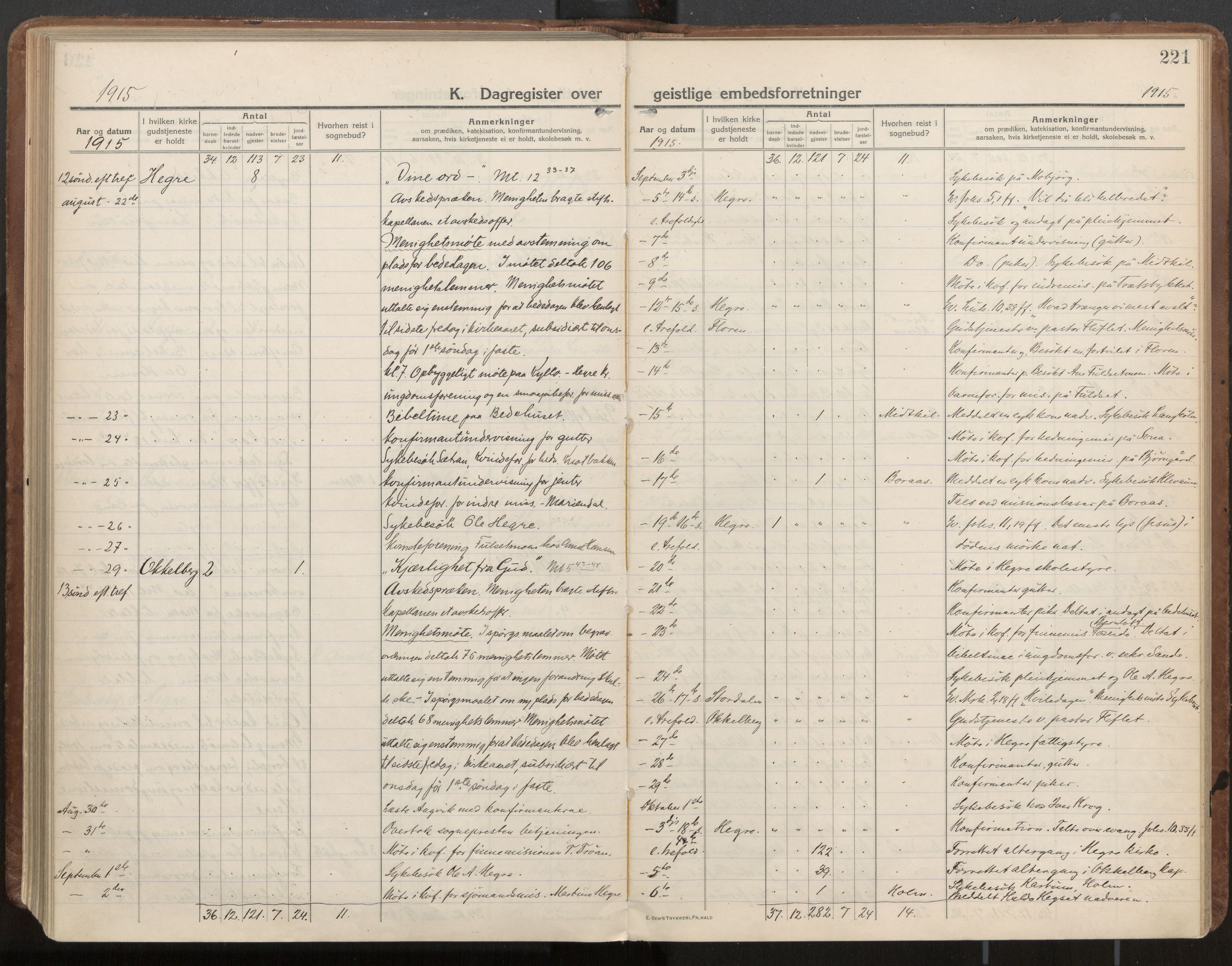 Ministerialprotokoller, klokkerbøker og fødselsregistre - Nord-Trøndelag, AV/SAT-A-1458/703/L0037: Parish register (official) no. 703A10, 1915-1932, p. 221