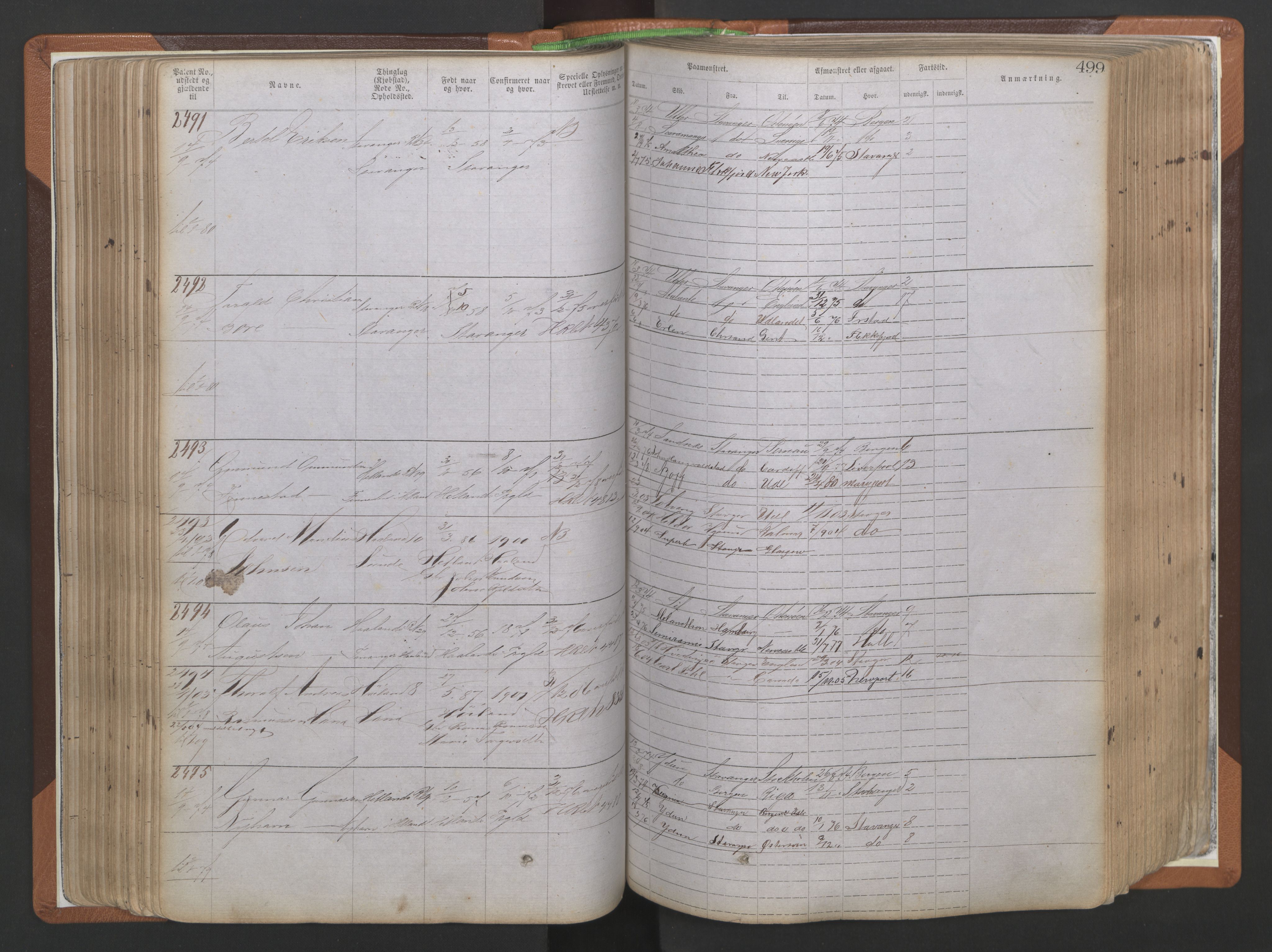 Stavanger sjømannskontor, AV/SAST-A-102006/F/Ff/L0009: Annotasjonsrulle, patentnr. 1805-3605 (dublett), 1872-1900, p. 142