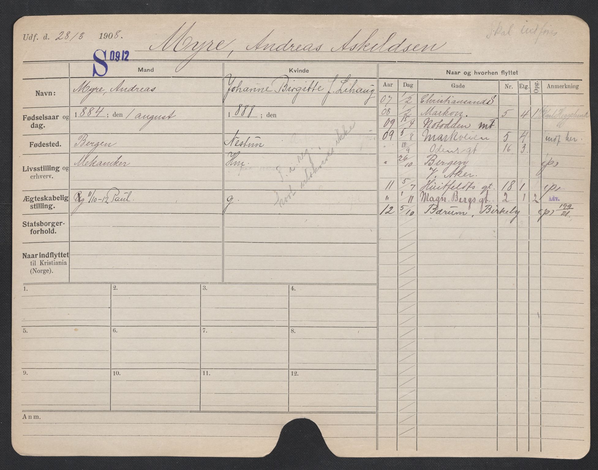 Oslo folkeregister, Registerkort, AV/SAO-A-11715/F/Fa/Fac/L0007: Menn, 1906-1914, p. 930a