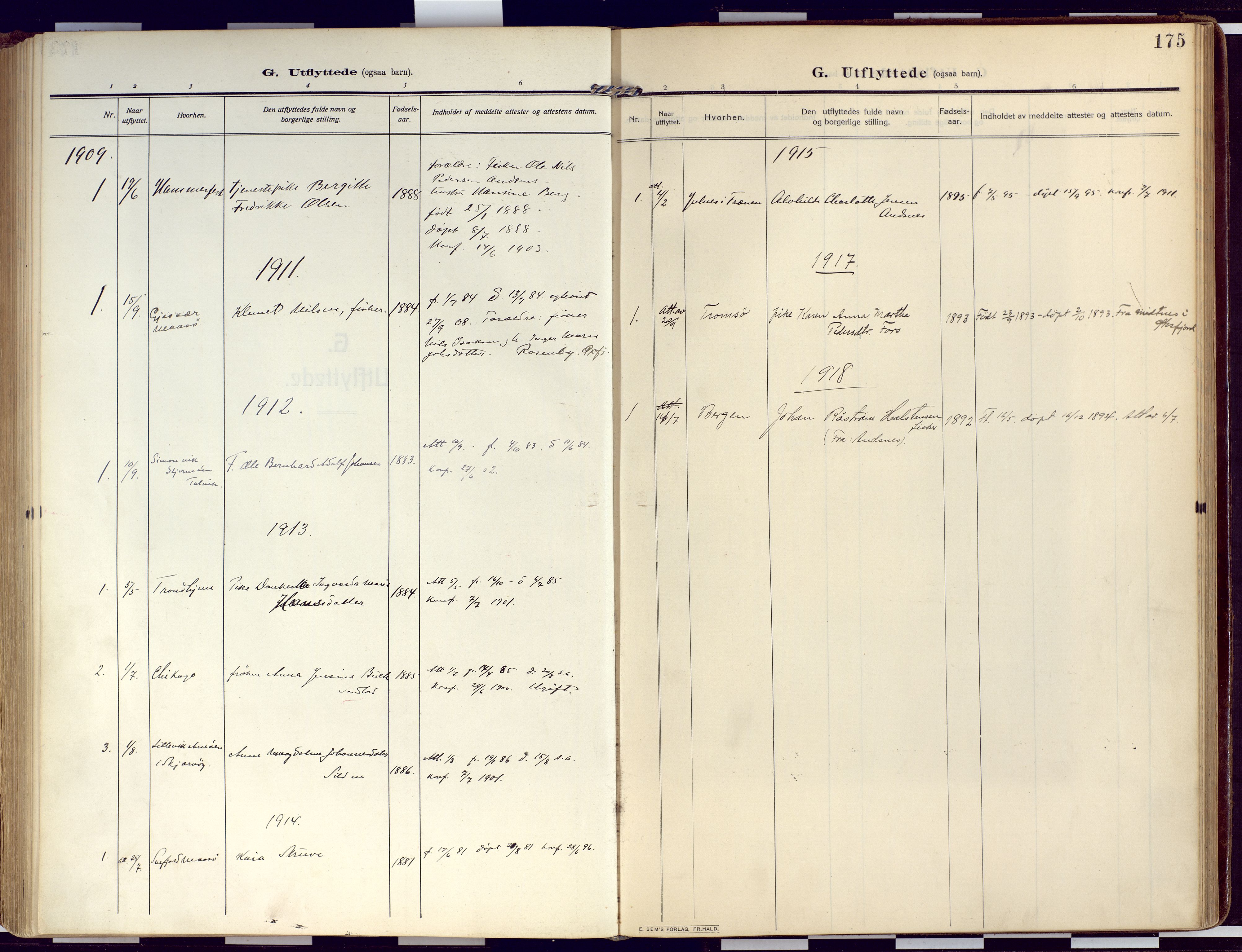 Loppa sokneprestkontor, SATØ/S-1339/H/Ha/L0011kirke: Parish register (official) no. 11, 1909-1919, p. 175