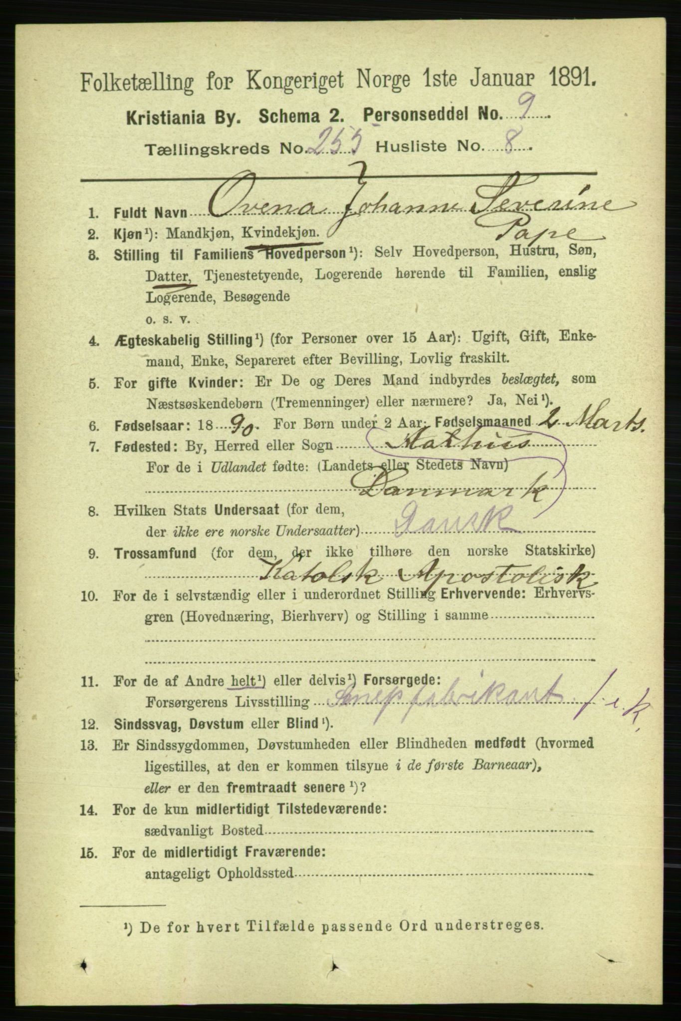RA, 1891 census for 0301 Kristiania, 1891, p. 155142