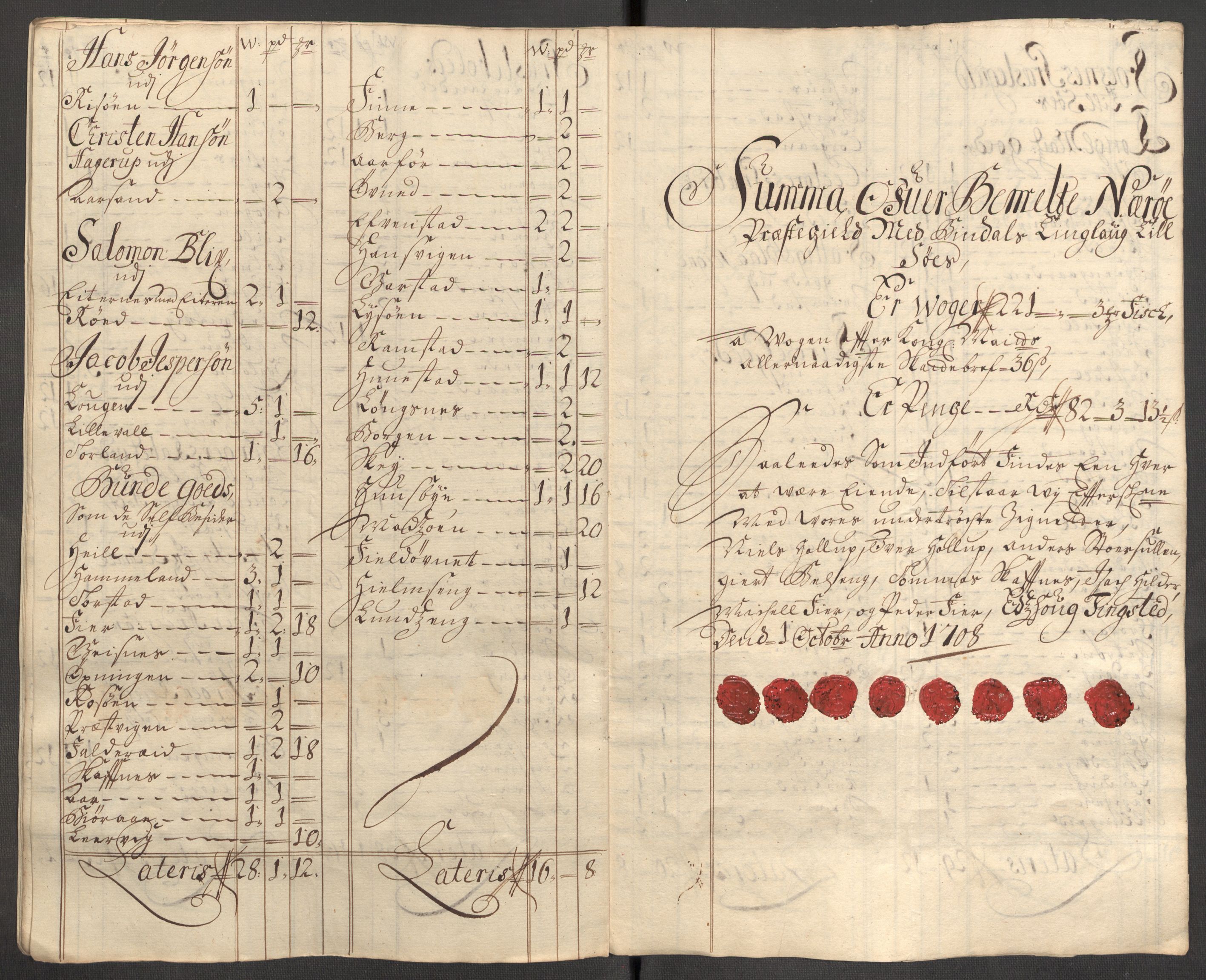 Rentekammeret inntil 1814, Reviderte regnskaper, Fogderegnskap, RA/EA-4092/R64/L4430: Fogderegnskap Namdal, 1707-1708, p. 397