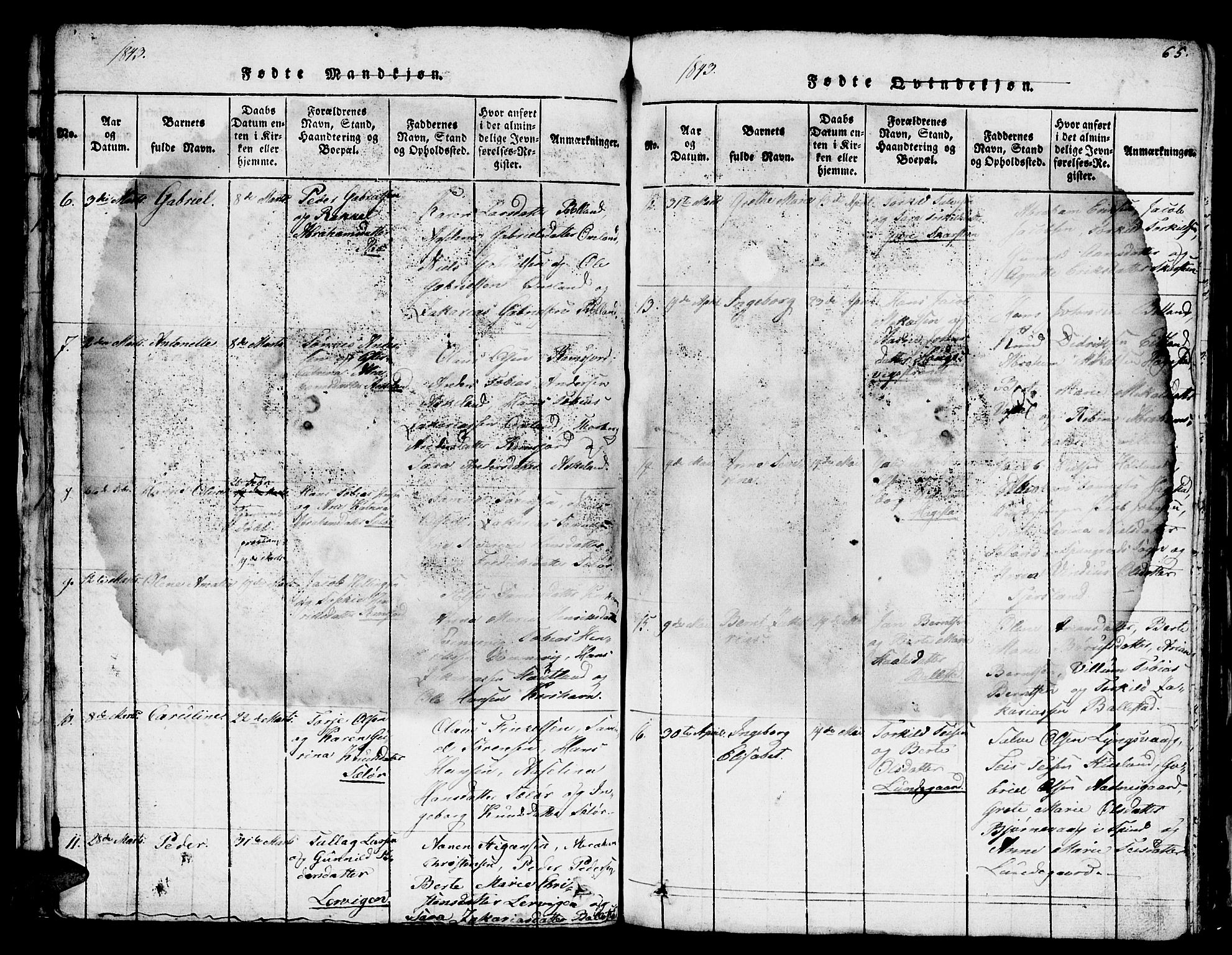 Lyngdal sokneprestkontor, AV/SAK-1111-0029/F/Fb/Fba/L0001: Parish register (copy) no. B 1, 1816-1876, p. 65