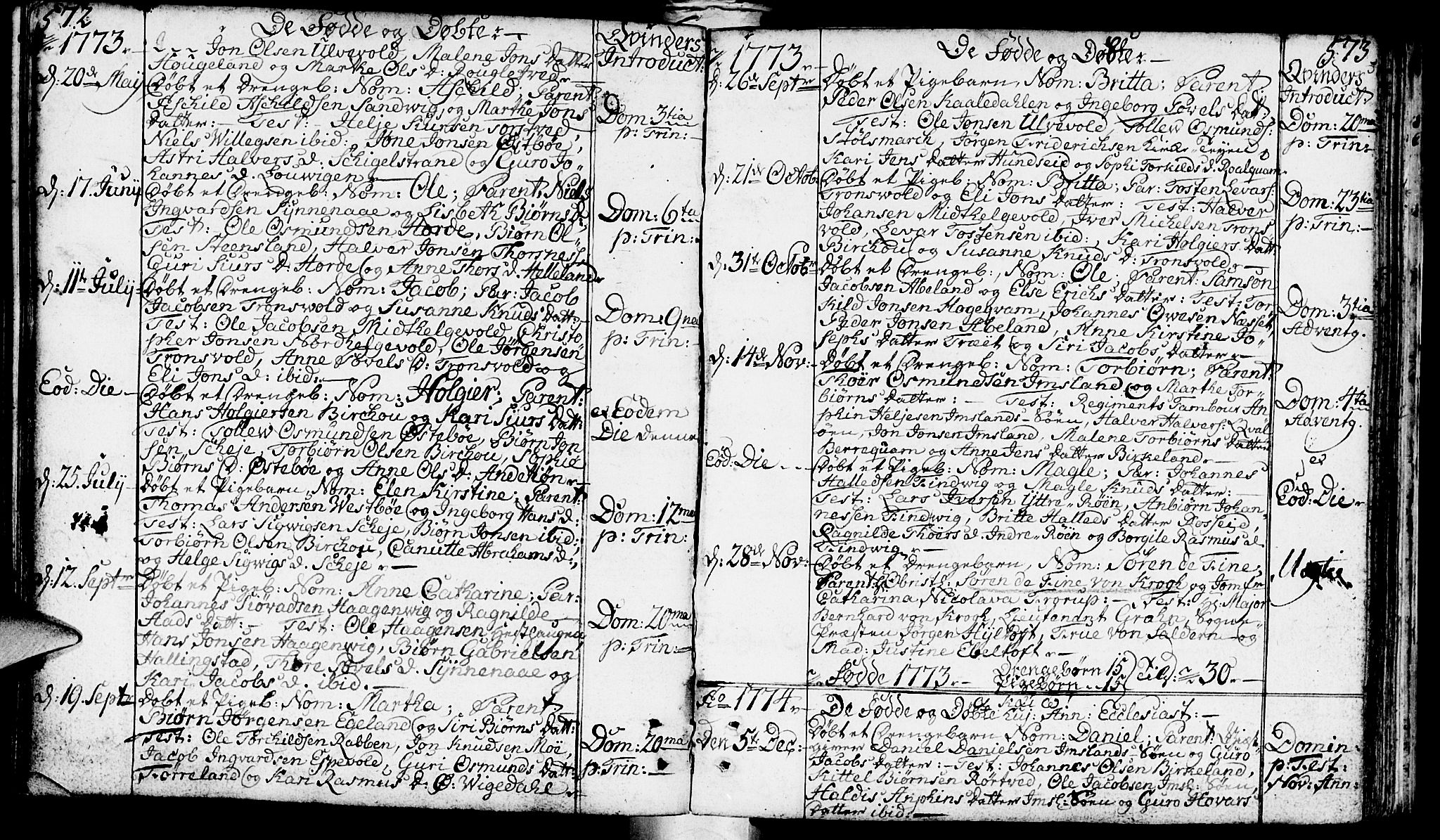 Vikedal sokneprestkontor, SAST/A-101840/01/IV: Parish register (official) no. A 1, 1737-1778, p. 572-573