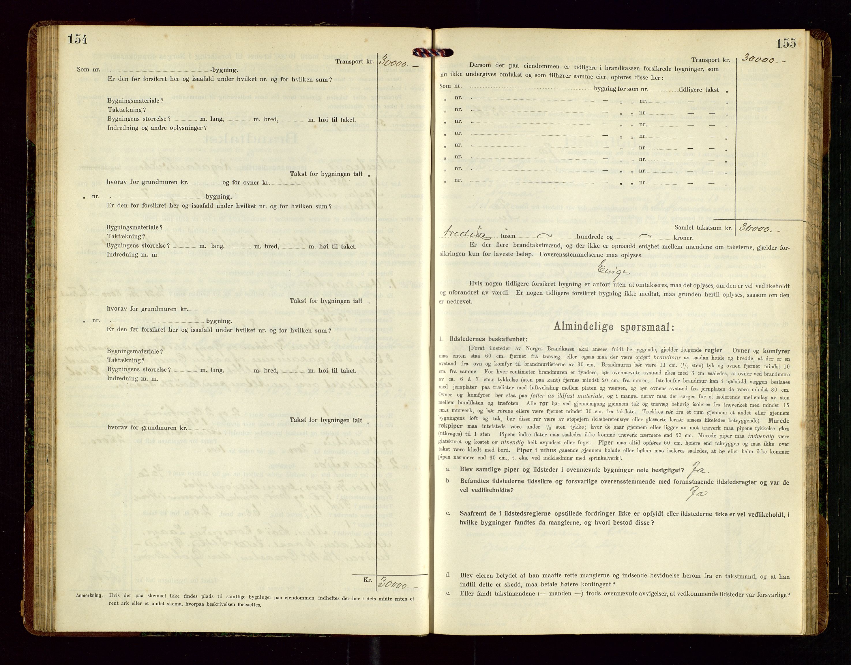 Nedstrand lensmannskontor, SAST/A-100236/Gob/L0002: "Brandtakstprotokol for Nerstrand lensmandsdistrikt Rogaland Fylke", 1916-1949, p. 154-155