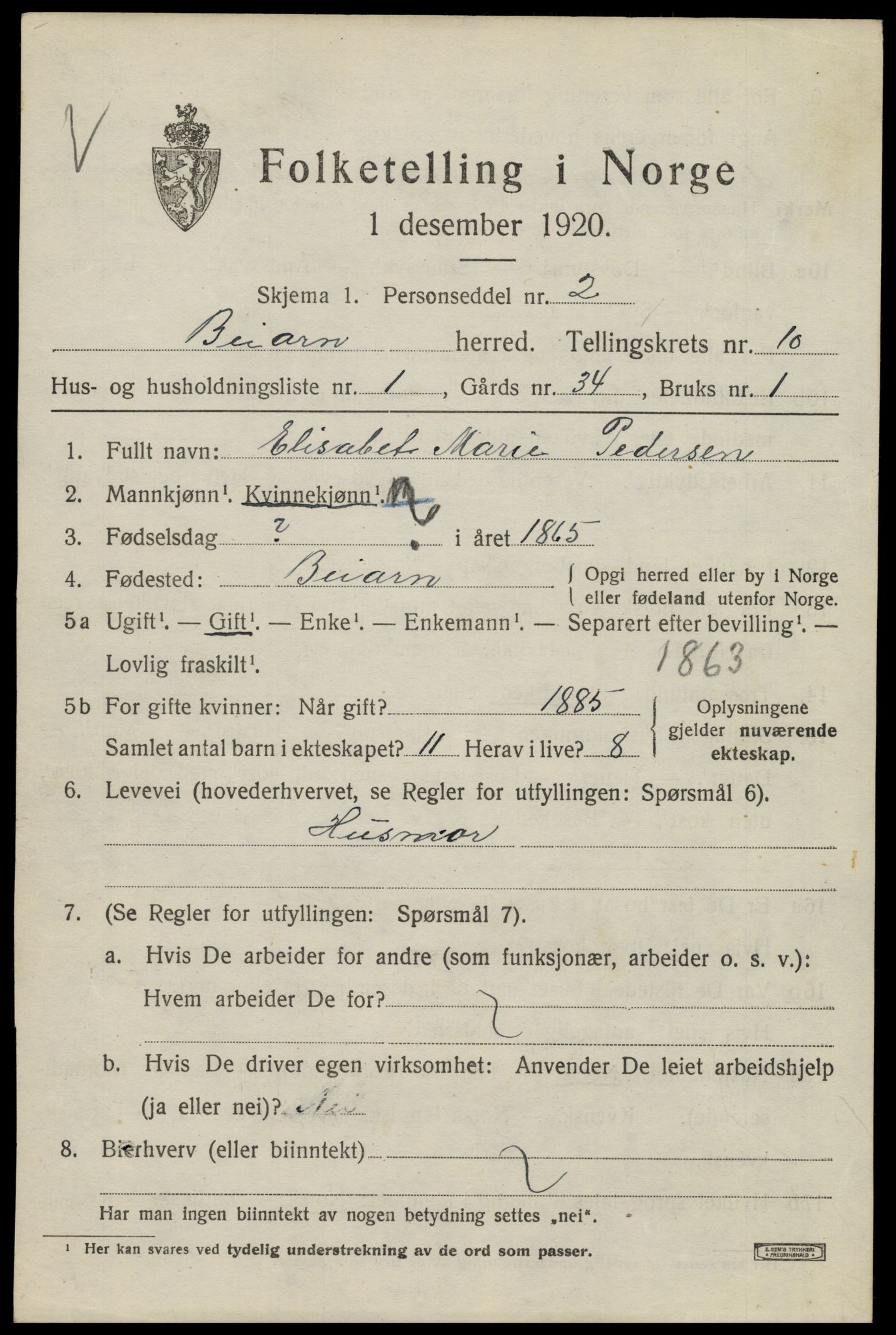 SAT, 1920 census for Beiarn, 1920, p. 4546