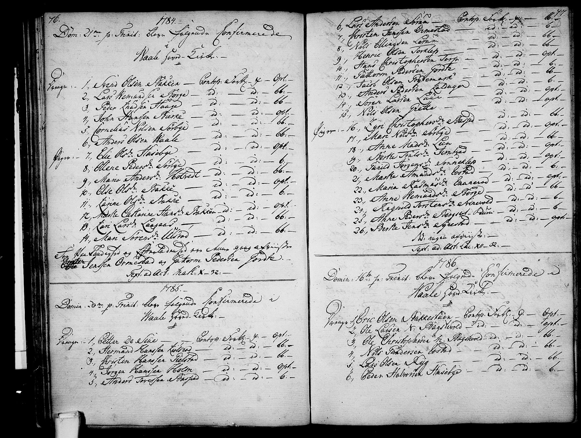 Våle kirkebøker, SAKO/A-334/F/Fa/L0005: Parish register (official) no. I 5, 1773-1808, p. 76-77