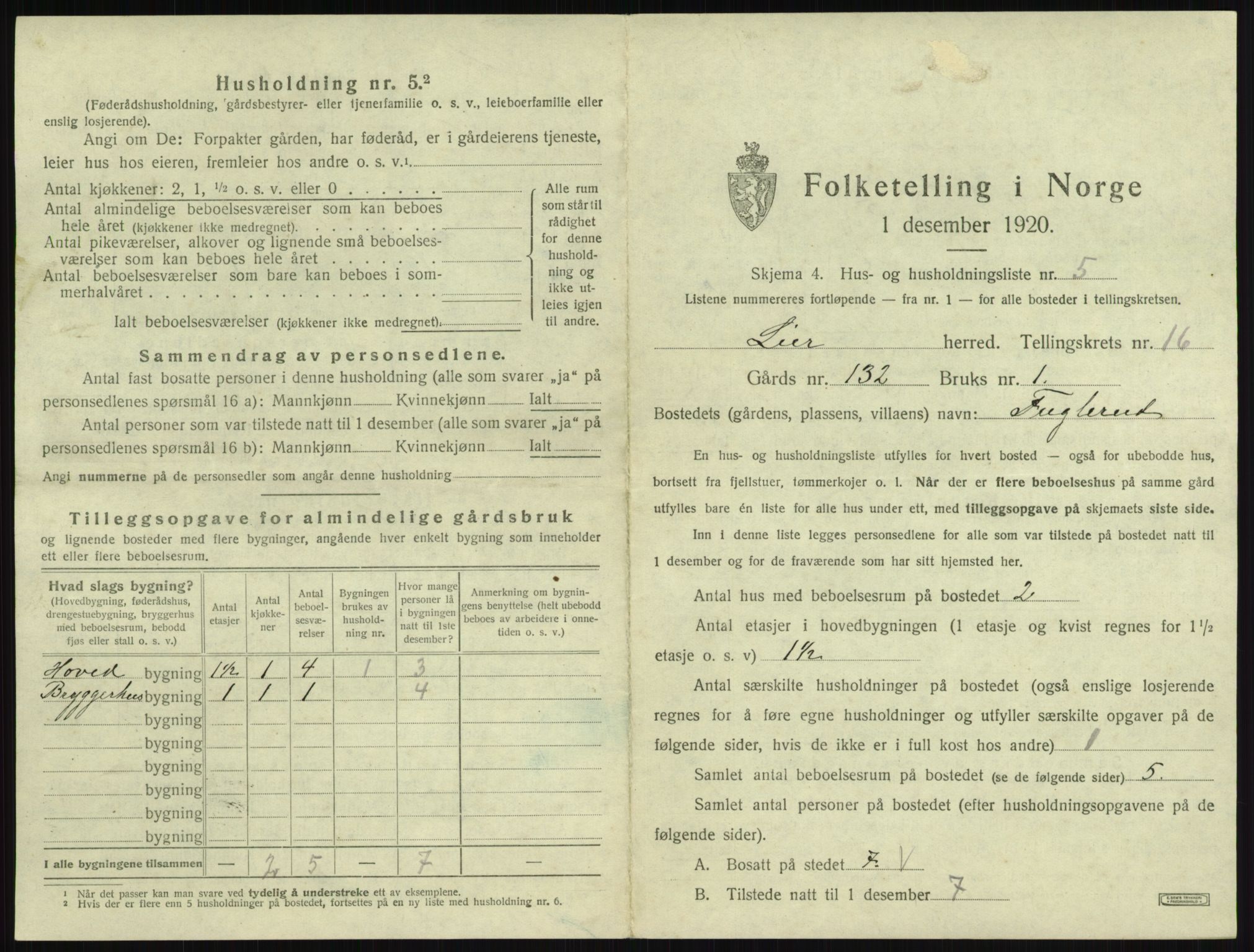 SAKO, 1920 census for Lier, 1920, p. 2738