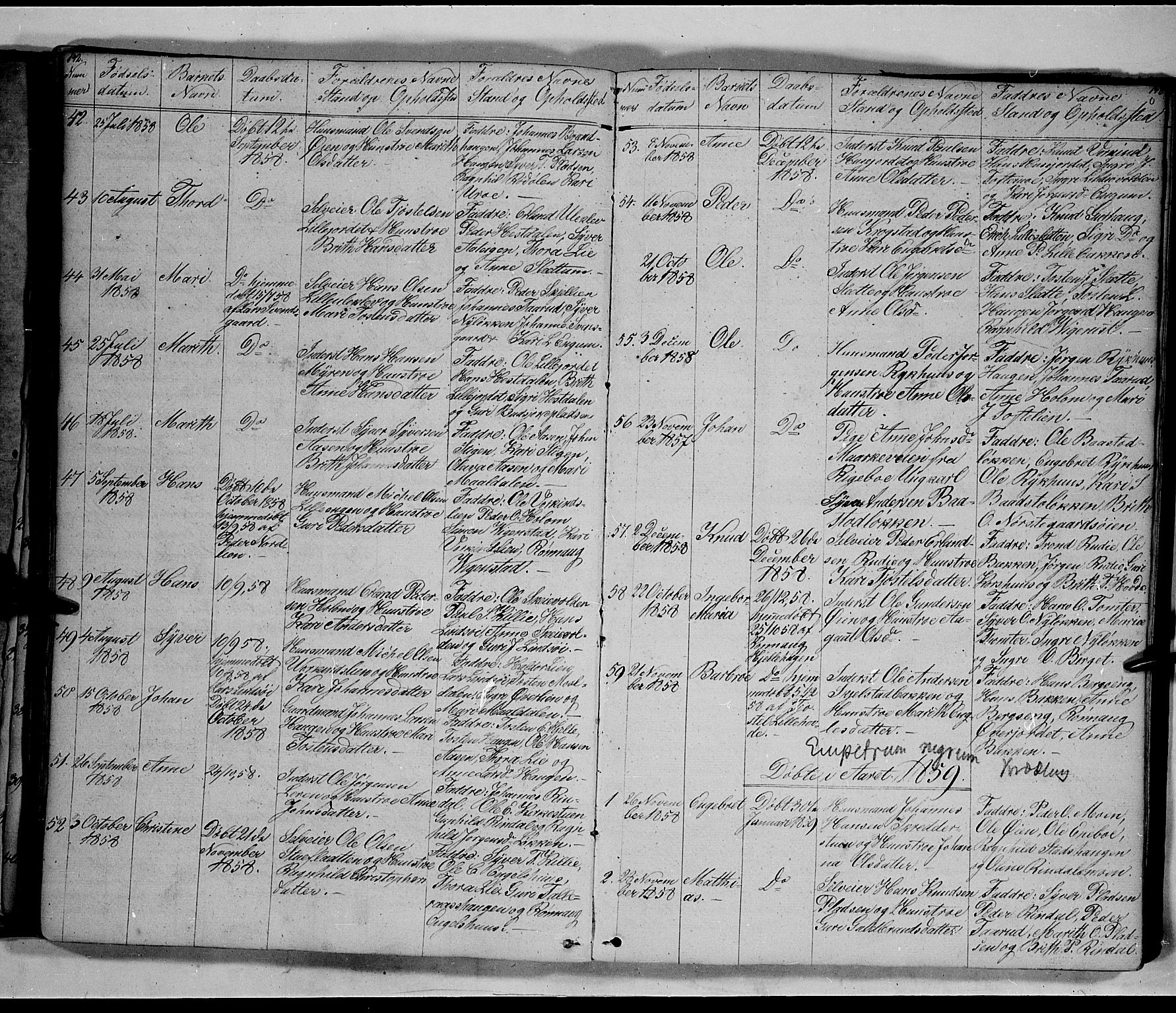 Lesja prestekontor, SAH/PREST-068/H/Ha/Hab/L0003: Parish register (copy) no. 3, 1842-1862, p. 142-143
