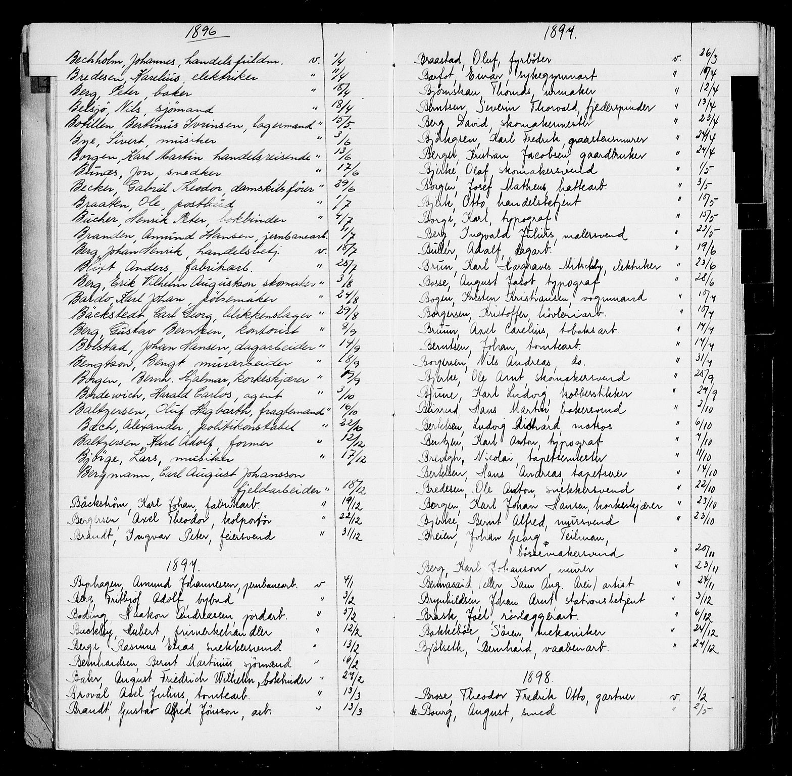 Oslo byfogd avd. I, AV/SAO-A-10220/L/La/L0001: Register - Vigsler og testamenter, 1886-1910, p. 14