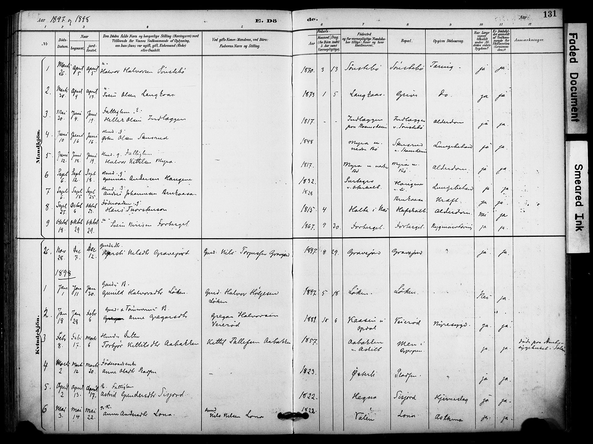 Bø kirkebøker, SAKO/A-257/F/Fa/L0011: Parish register (official) no. 11, 1892-1900, p. 131