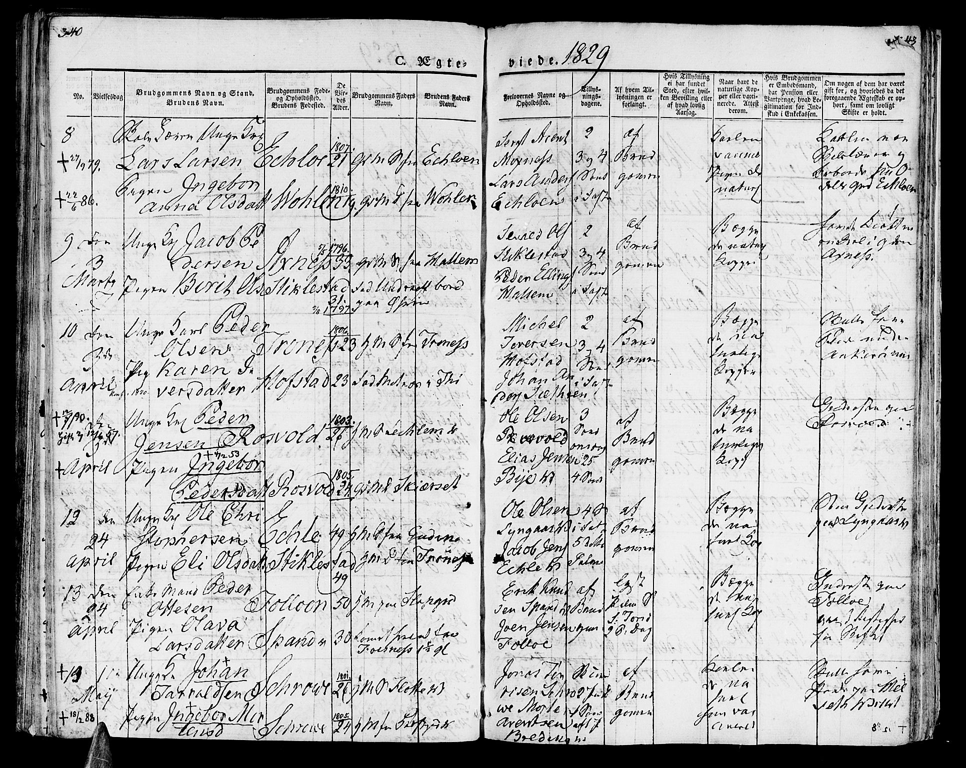 Ministerialprotokoller, klokkerbøker og fødselsregistre - Nord-Trøndelag, SAT/A-1458/723/L0237: Parish register (official) no. 723A06, 1822-1830, p. 340-341