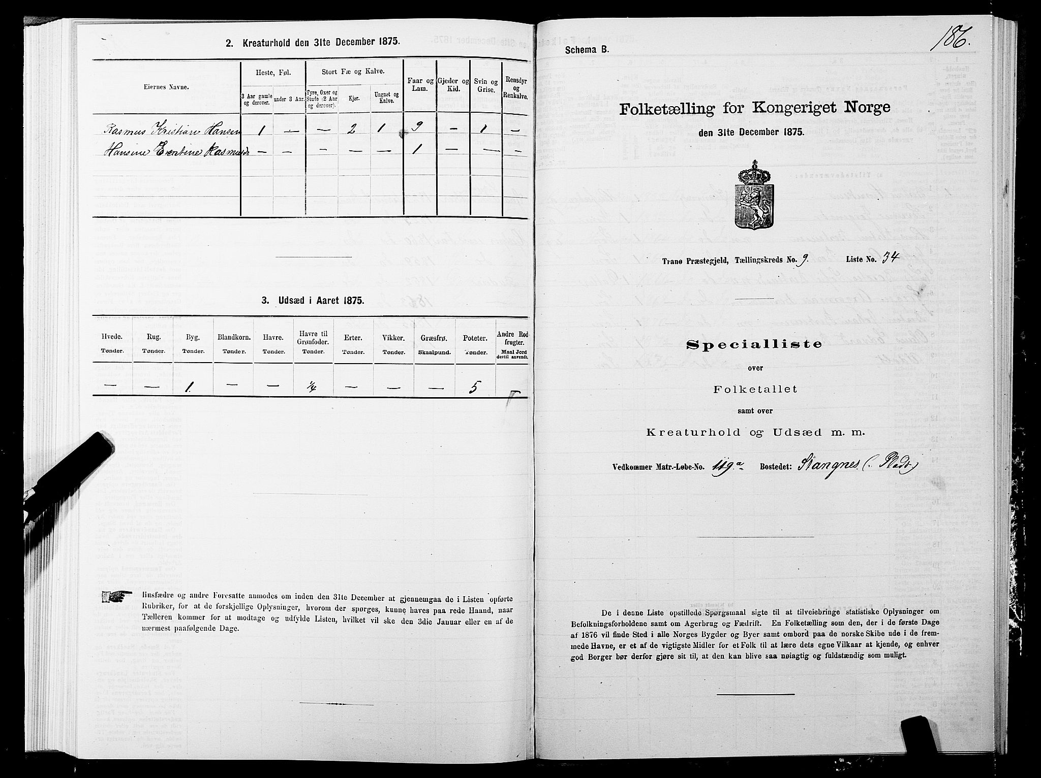 SATØ, 1875 census for 1927P Tranøy, 1875, p. 4186
