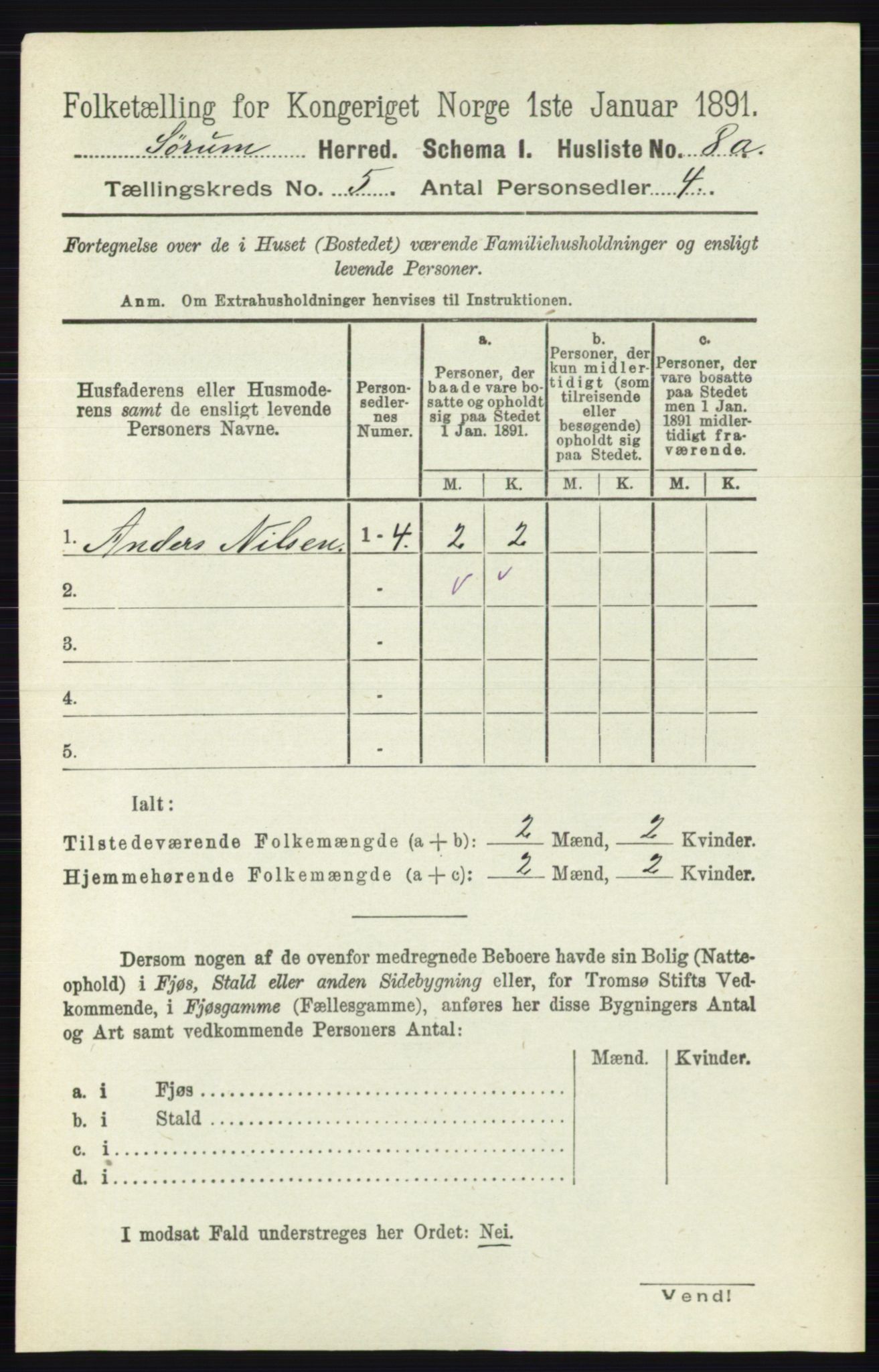 RA, 1891 census for 0226 Sørum, 1891, p. 2252