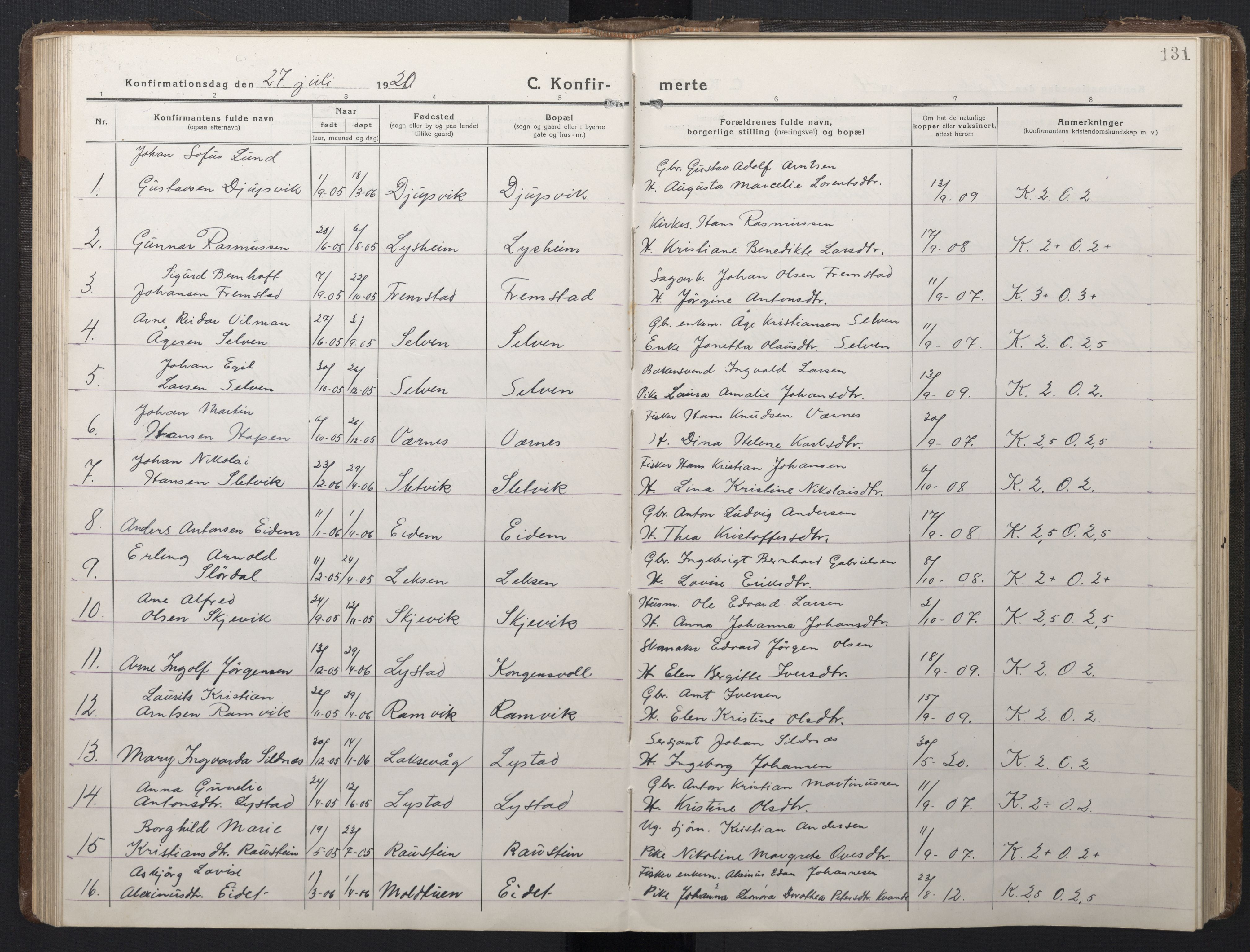Ministerialprotokoller, klokkerbøker og fødselsregistre - Sør-Trøndelag, SAT/A-1456/662/L0758: Parish register (copy) no. 662C03, 1918-1948, p. 131