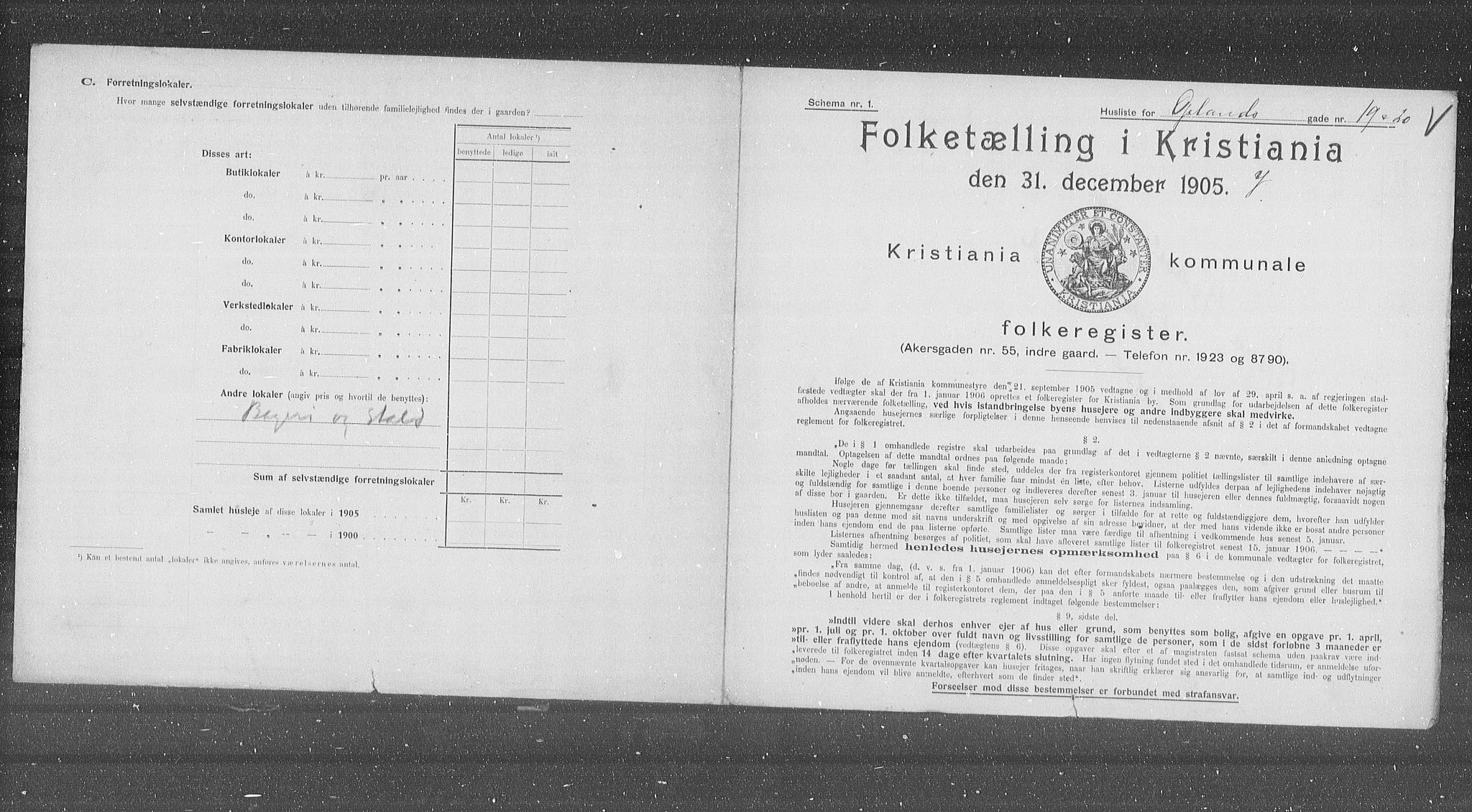 OBA, Municipal Census 1905 for Kristiania, 1905, p. 39892