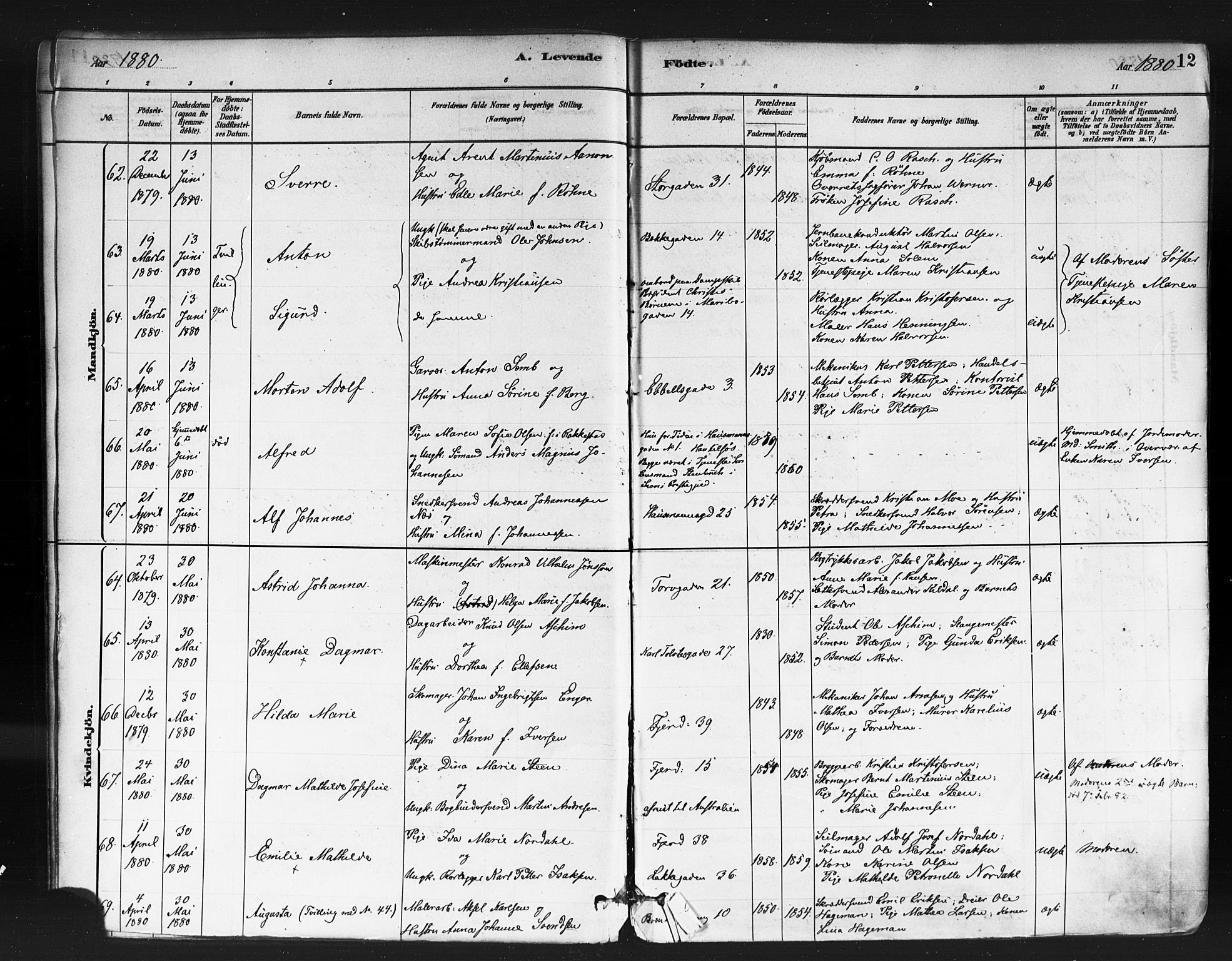 Jakob prestekontor Kirkebøker, AV/SAO-A-10850/F/Fa/L0003: Parish register (official) no. 3, 1880-1895, p. 12