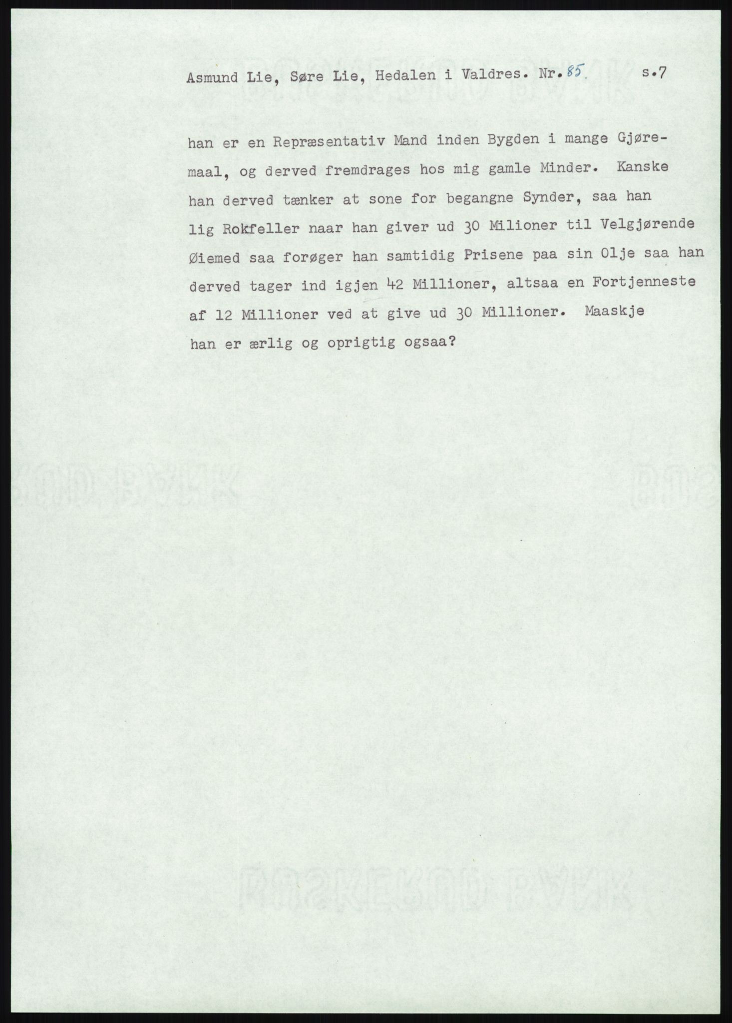 Samlinger til kildeutgivelse, Amerikabrevene, AV/RA-EA-4057/F/L0013: Innlån fra Oppland: Lie (brevnr 79-115) - Nordrum, 1838-1914, p. 97