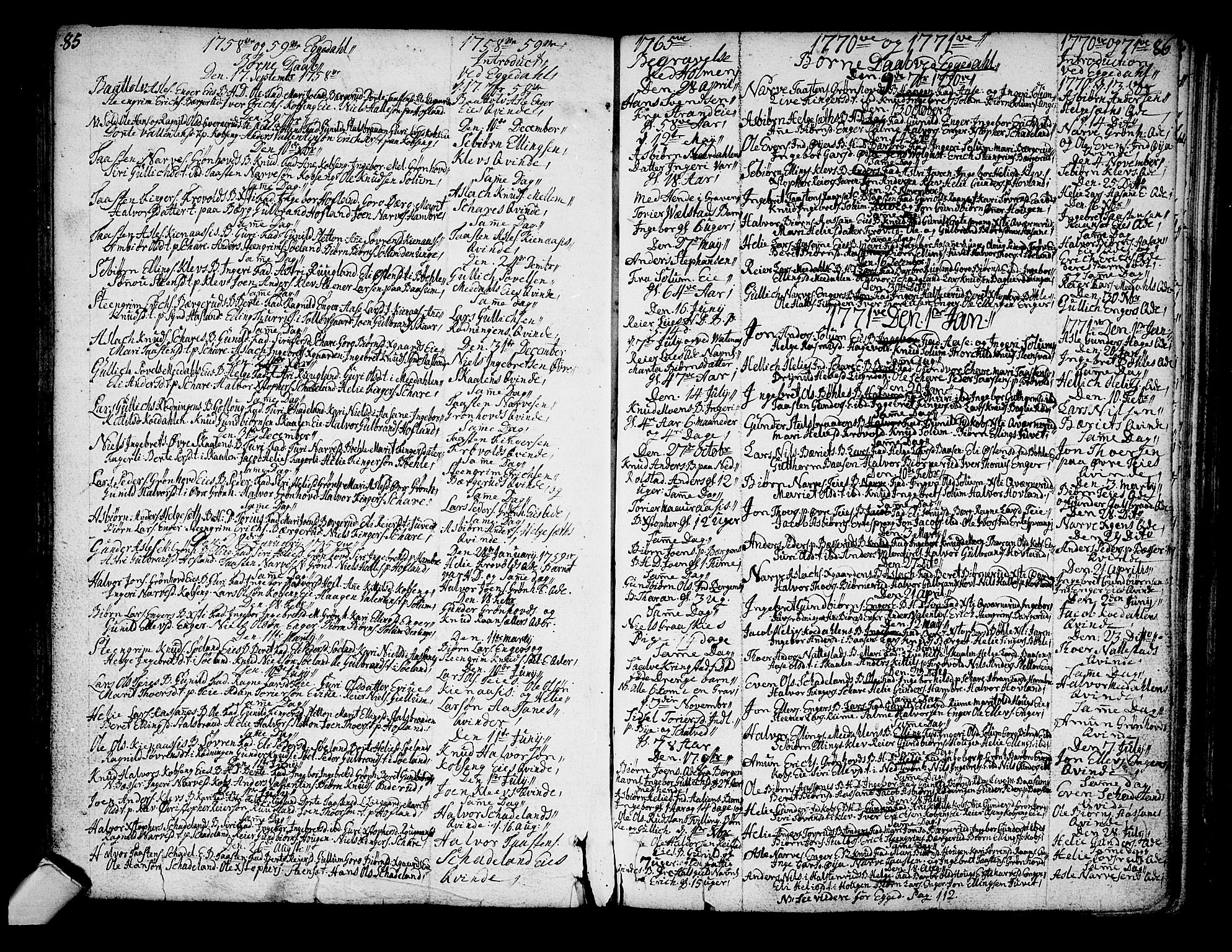 Sigdal kirkebøker, SAKO/A-245/F/Fa/L0001: Parish register (official) no. I 1, 1722-1777, p. 85-86