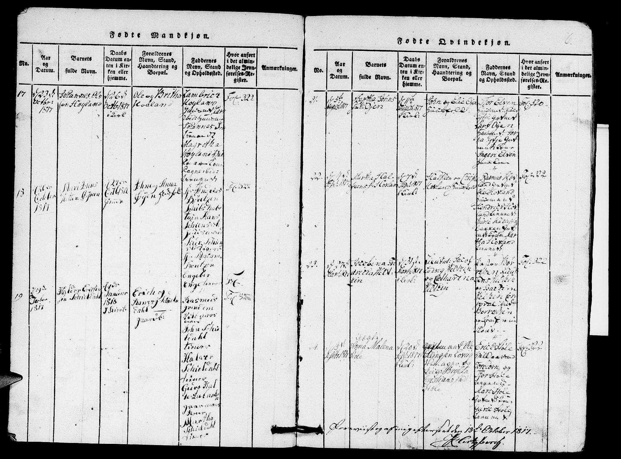 Etne sokneprestembete, SAB/A-75001/H/Hab: Parish register (copy) no. A 1, 1815-1849, p. 6