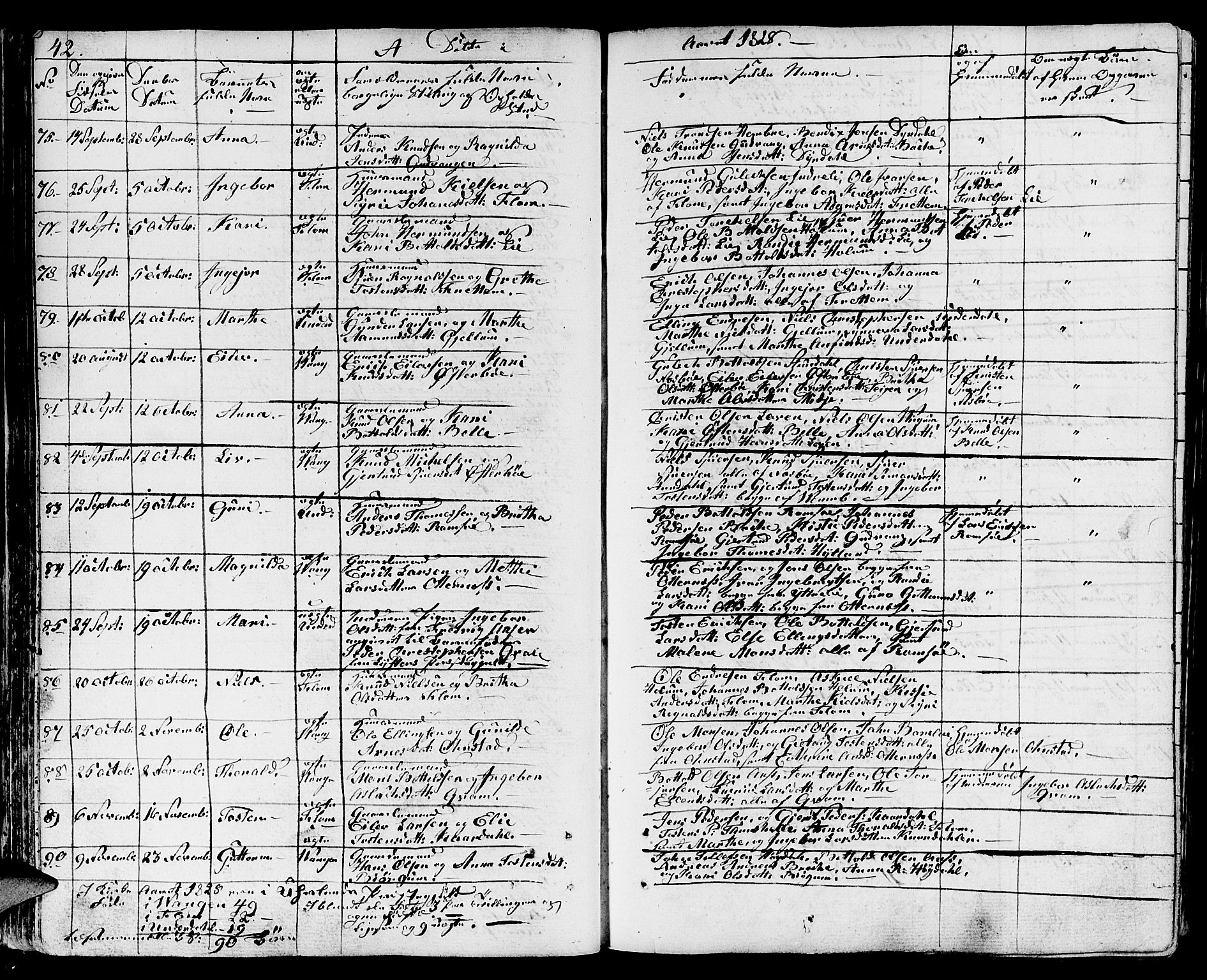 Aurland sokneprestembete, SAB/A-99937/H/Ha/Haa/L0006: Parish register (official) no. A 6, 1821-1859, p. 42