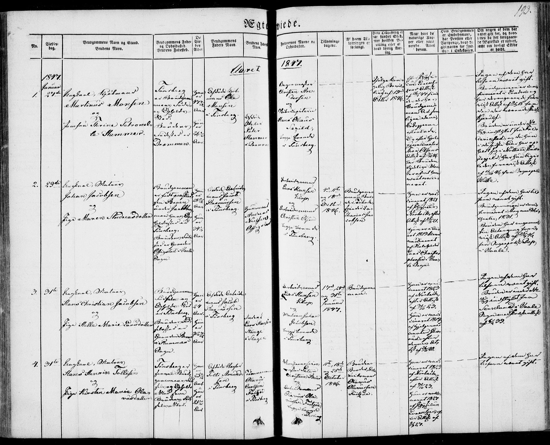 Tønsberg kirkebøker, AV/SAKO-A-330/F/Fa/L0007: Parish register (official) no. I 7, 1845-1854, p. 193