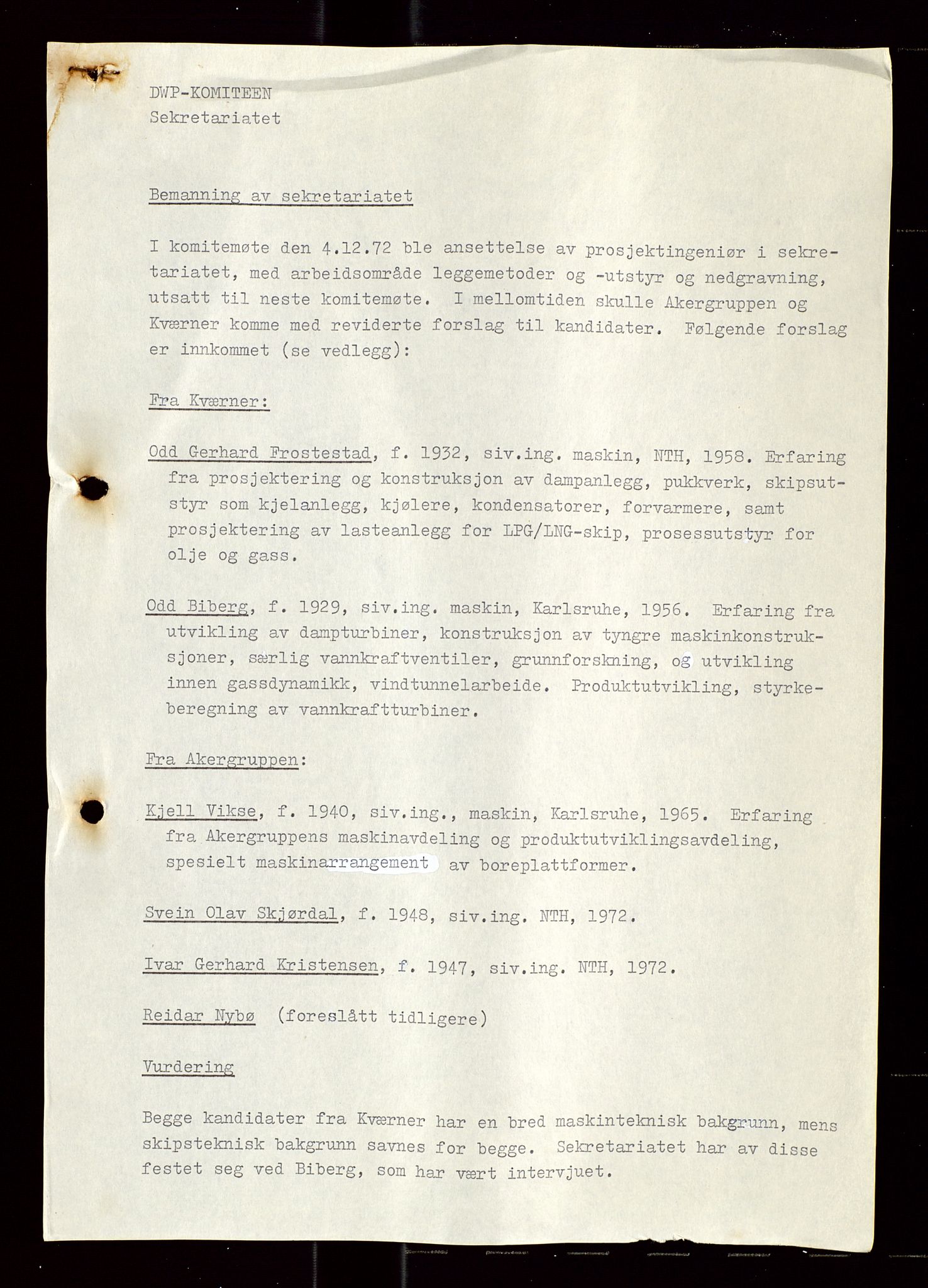 Industridepartementet, Oljekontoret, AV/SAST-A-101348/Di/L0004: DWP, møter, komite`møter, 761 forskning/teknologi, 1972-1975, p. 259