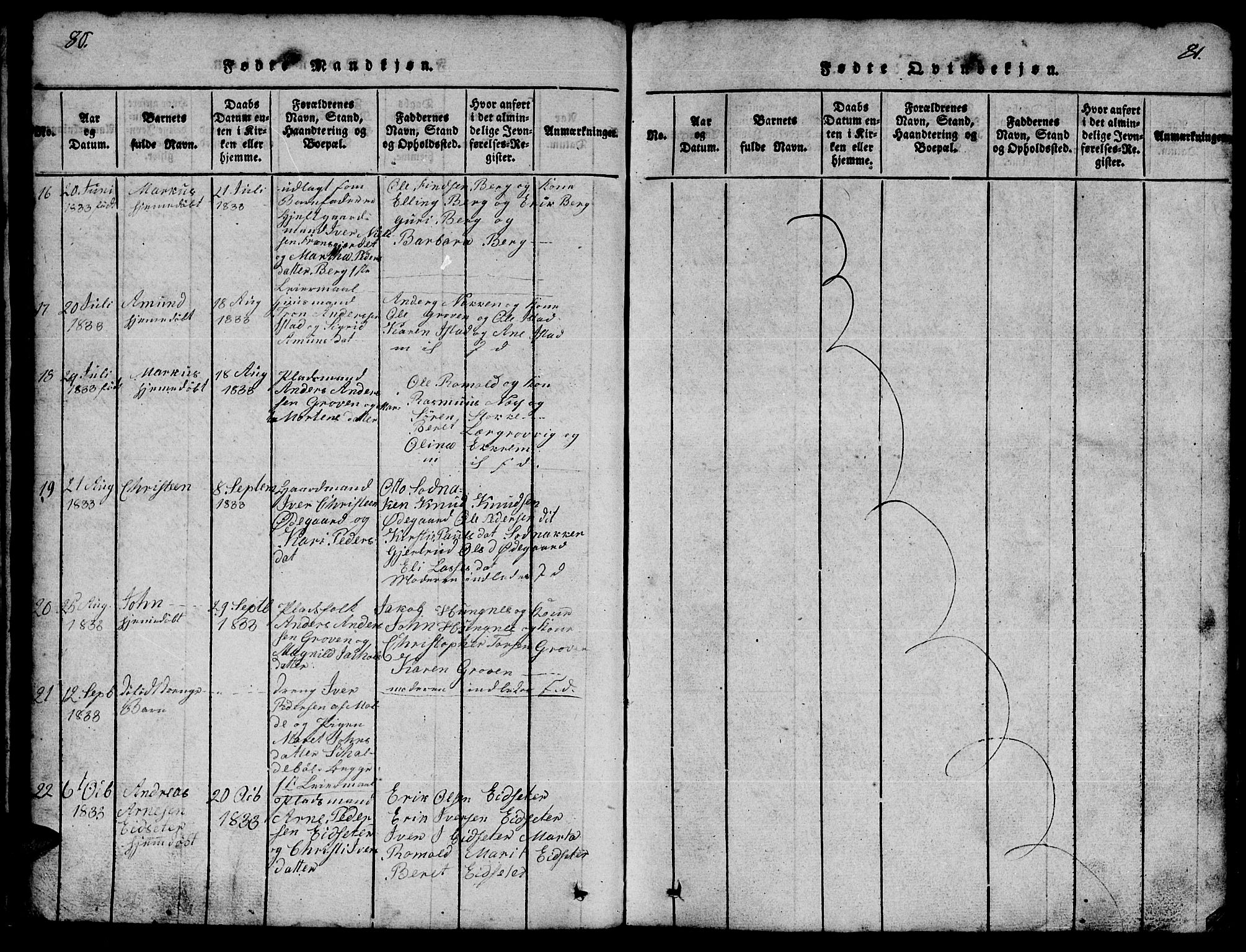 Ministerialprotokoller, klokkerbøker og fødselsregistre - Møre og Romsdal, SAT/A-1454/557/L0683: Parish register (copy) no. 557C01, 1818-1862, p. 80-81
