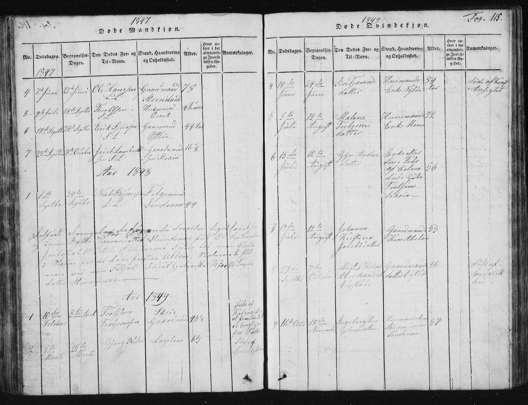 Vikedal sokneprestkontor, SAST/A-101840/01/V: Parish register (copy) no. B 2, 1816-1863, p. 115