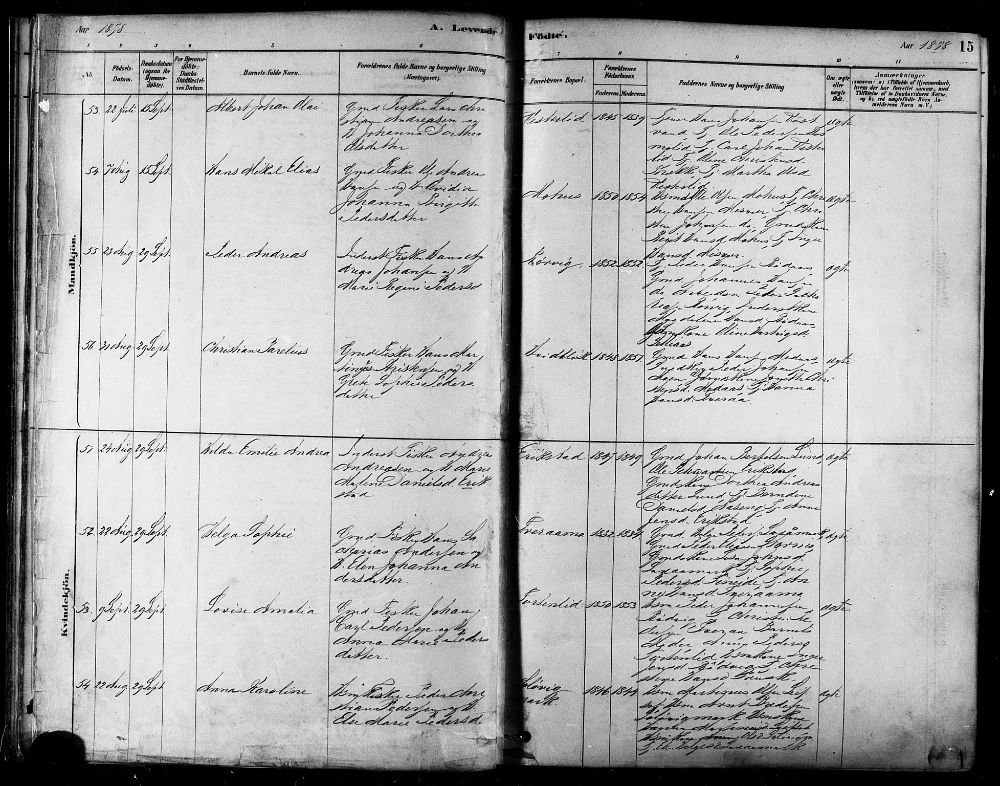 Ministerialprotokoller, klokkerbøker og fødselsregistre - Nordland, SAT/A-1459/852/L0740: Parish register (official) no. 852A10, 1878-1894, p. 15