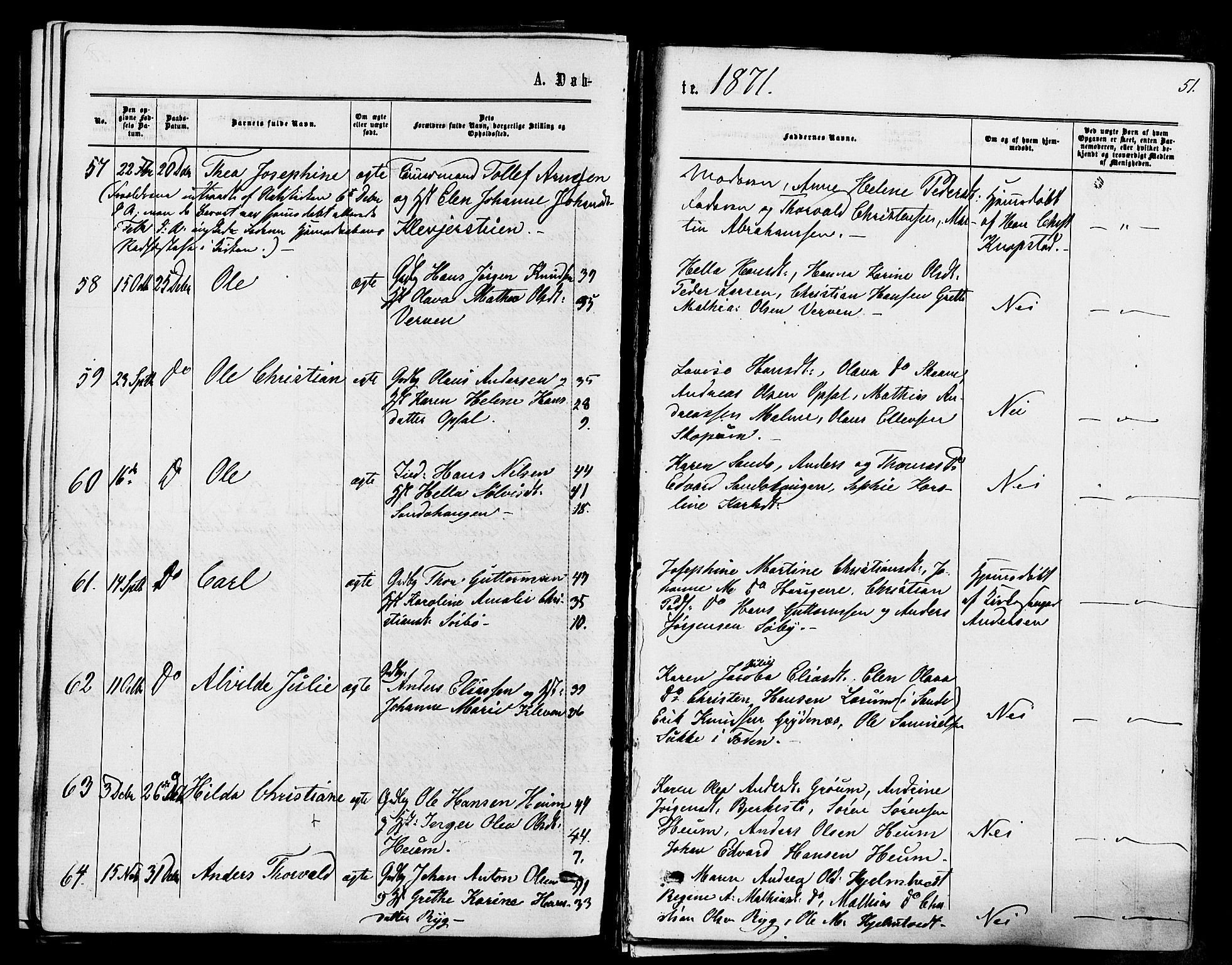 Våle kirkebøker, SAKO/A-334/F/Fa/L0010: Parish register (official) no. I 10, 1861-1877, p. 51