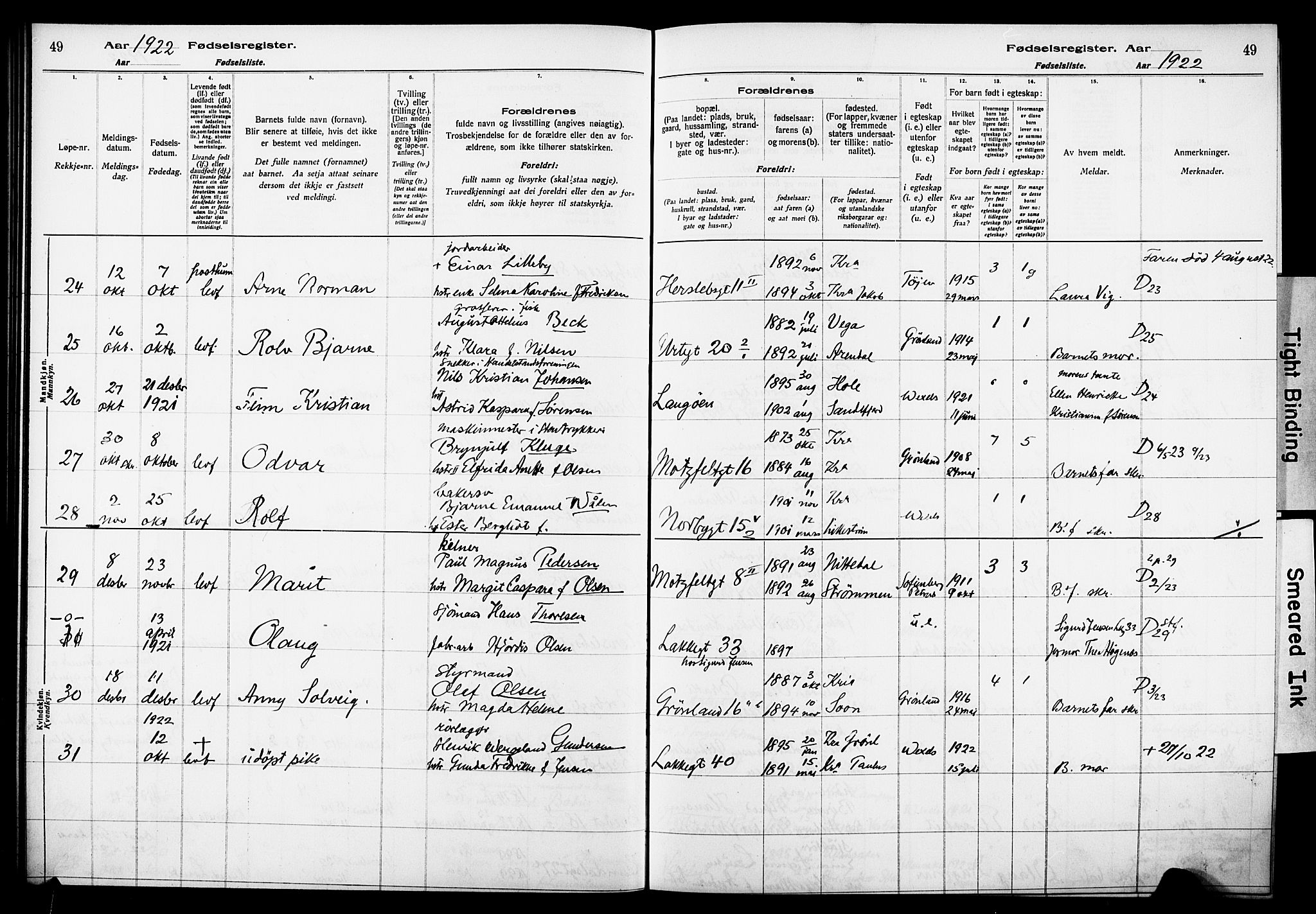 Wexel prestekontor Kirkebøker, SAO/A-10879/J/L0001: Birth register no. 1, 1916-1930, p. 49