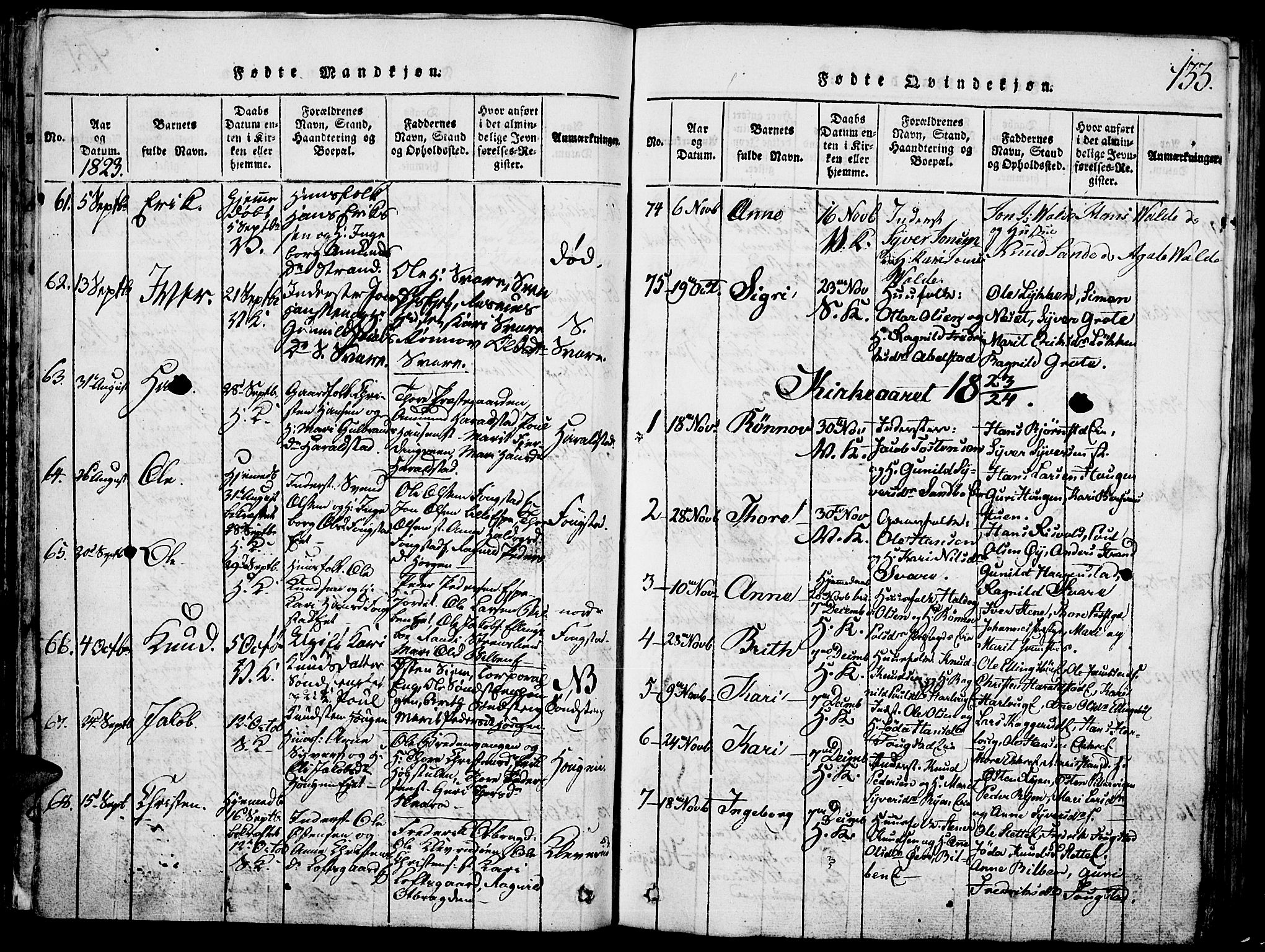 Vågå prestekontor, SAH/PREST-076/H/Ha/Hab/L0001: Parish register (copy) no. 1, 1815-1827, p. 132-133