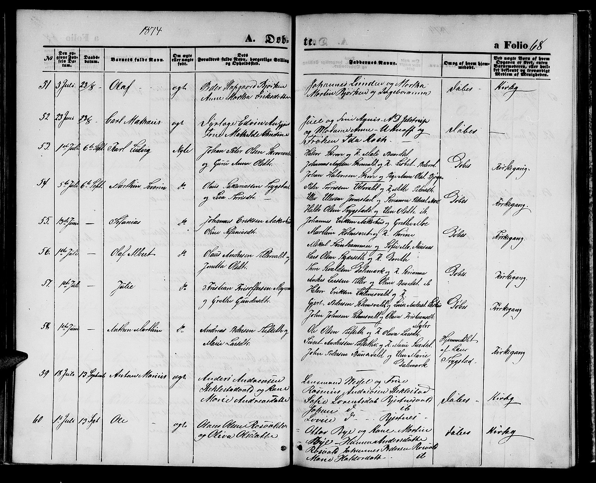 Ministerialprotokoller, klokkerbøker og fødselsregistre - Nord-Trøndelag, AV/SAT-A-1458/723/L0255: Parish register (copy) no. 723C03, 1869-1879, p. 68