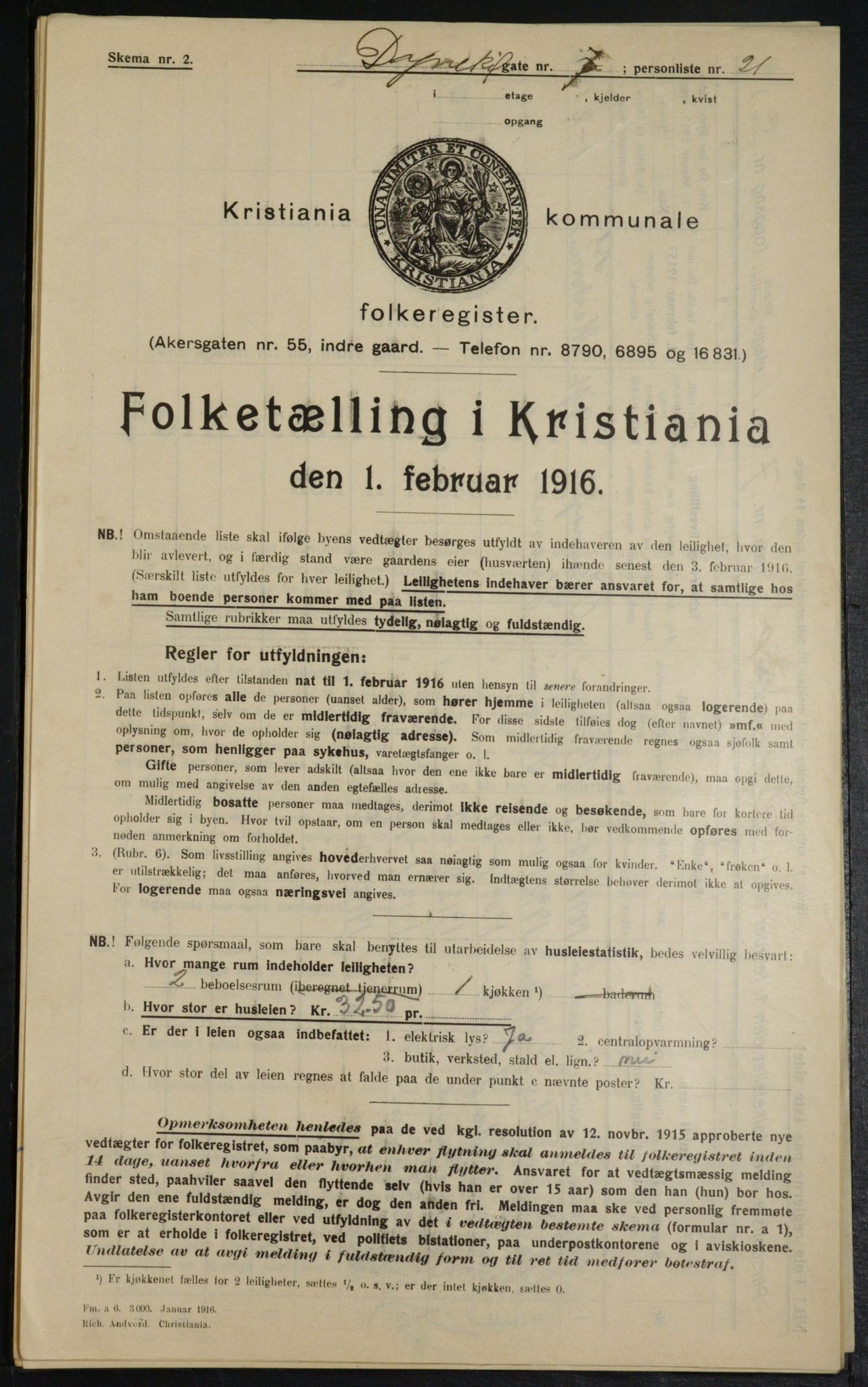 OBA, Municipal Census 1916 for Kristiania, 1916, p. 17636