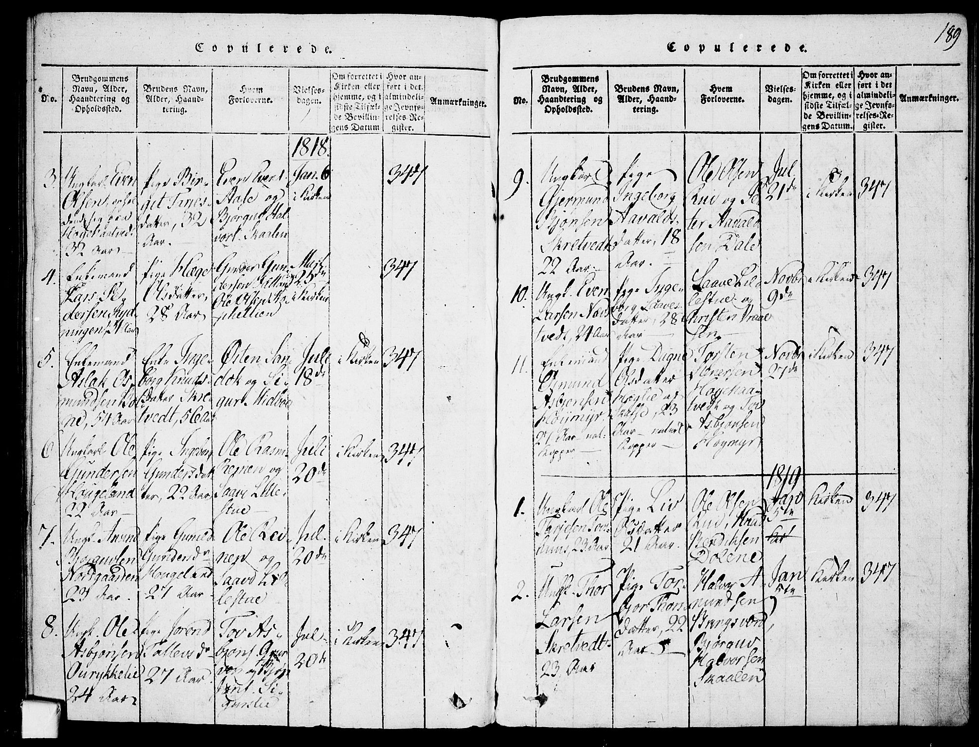 Mo kirkebøker, SAKO/A-286/F/Fa/L0004: Parish register (official) no. I 4, 1814-1844, p. 189