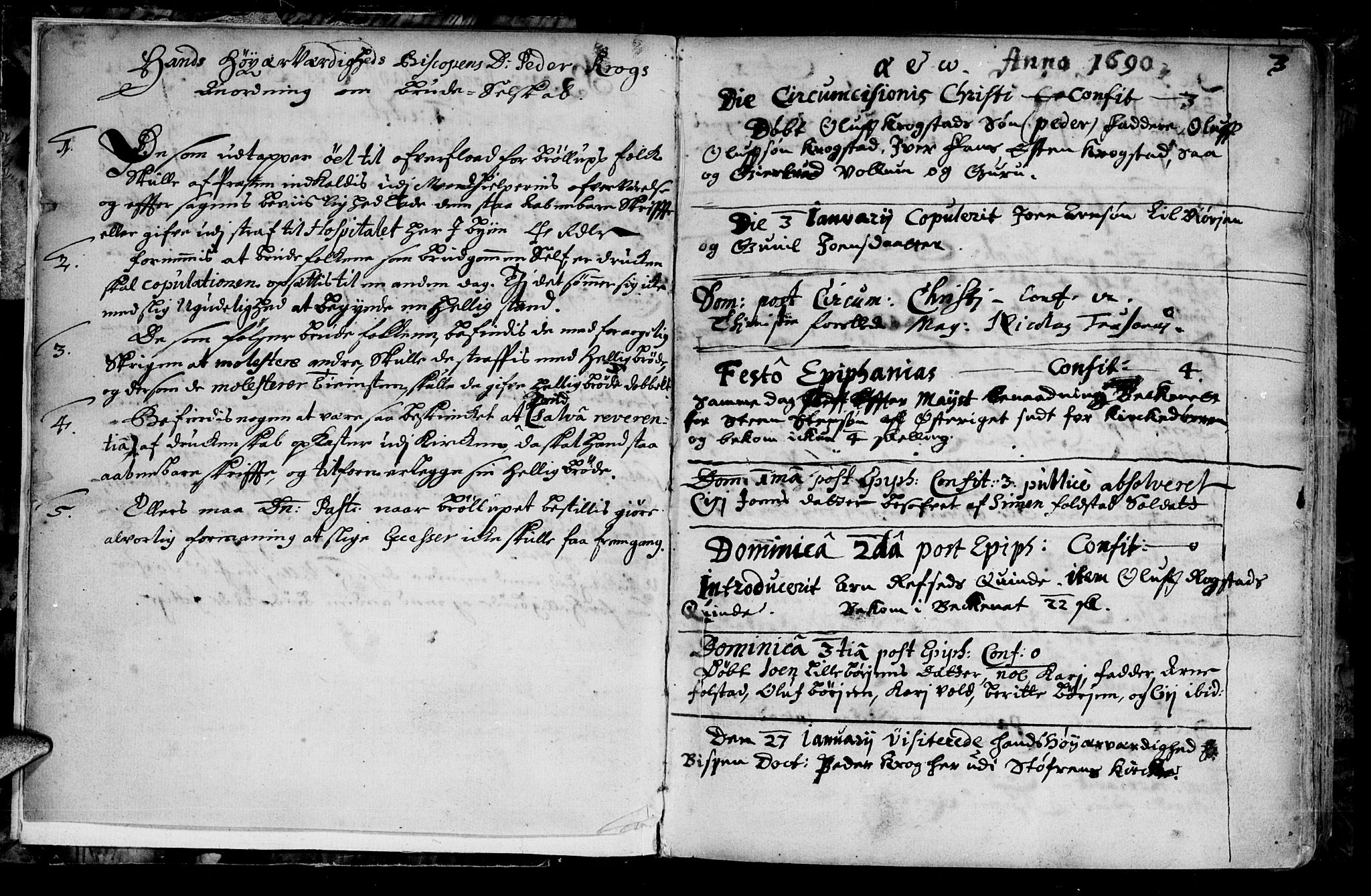 Ministerialprotokoller, klokkerbøker og fødselsregistre - Sør-Trøndelag, SAT/A-1456/687/L0990: Parish register (official) no. 687A01, 1690-1746, p. 3