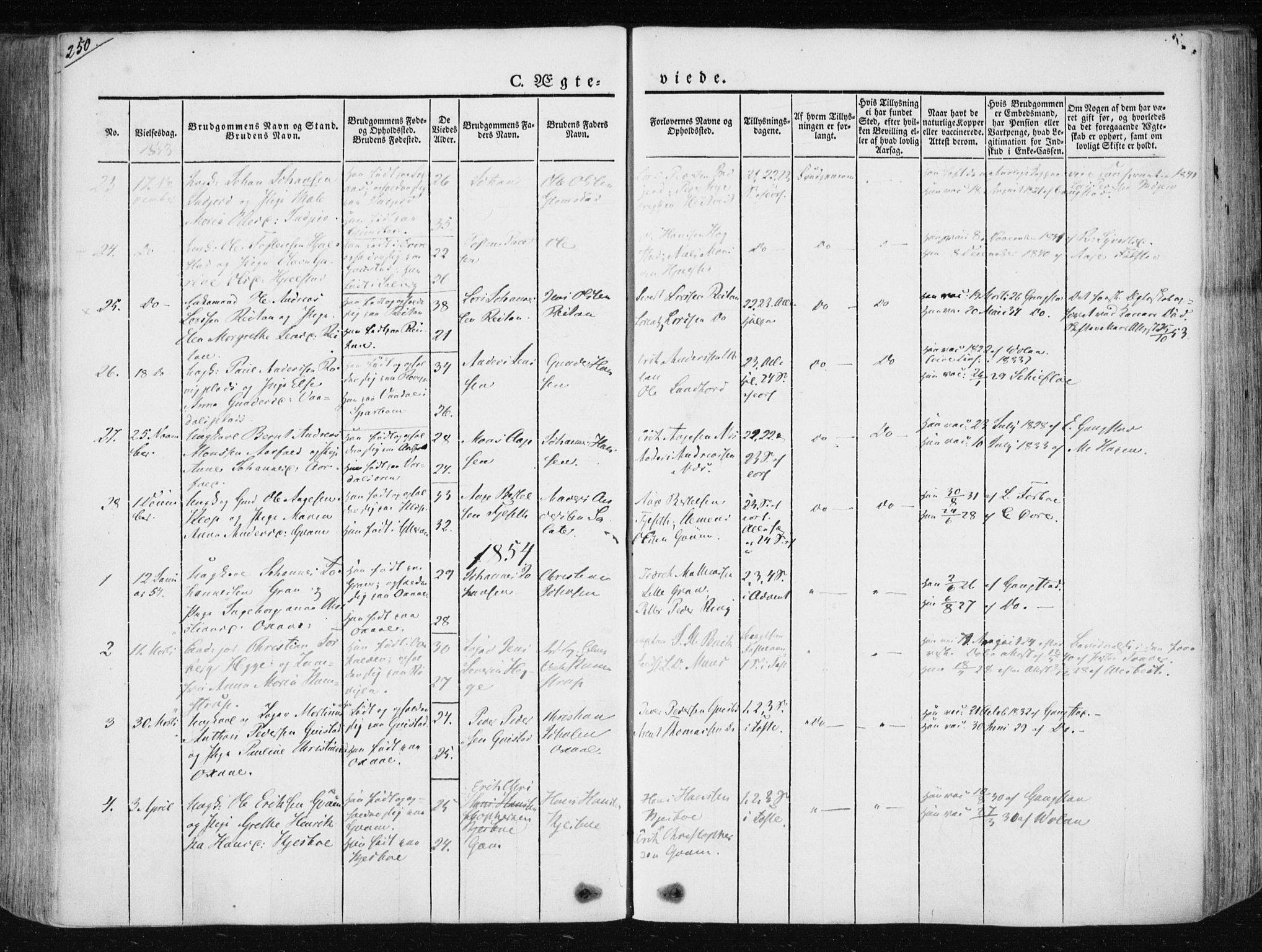 Ministerialprotokoller, klokkerbøker og fødselsregistre - Nord-Trøndelag, SAT/A-1458/730/L0280: Parish register (official) no. 730A07 /1, 1840-1854, p. 250