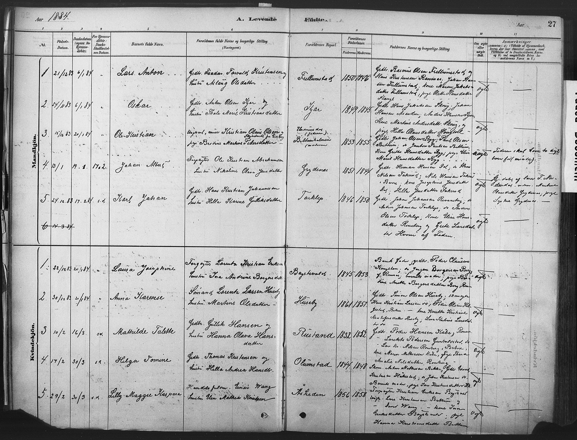 Våle kirkebøker, AV/SAKO-A-334/F/Fa/L0011: Parish register (official) no. I 11, 1878-1906, p. 27