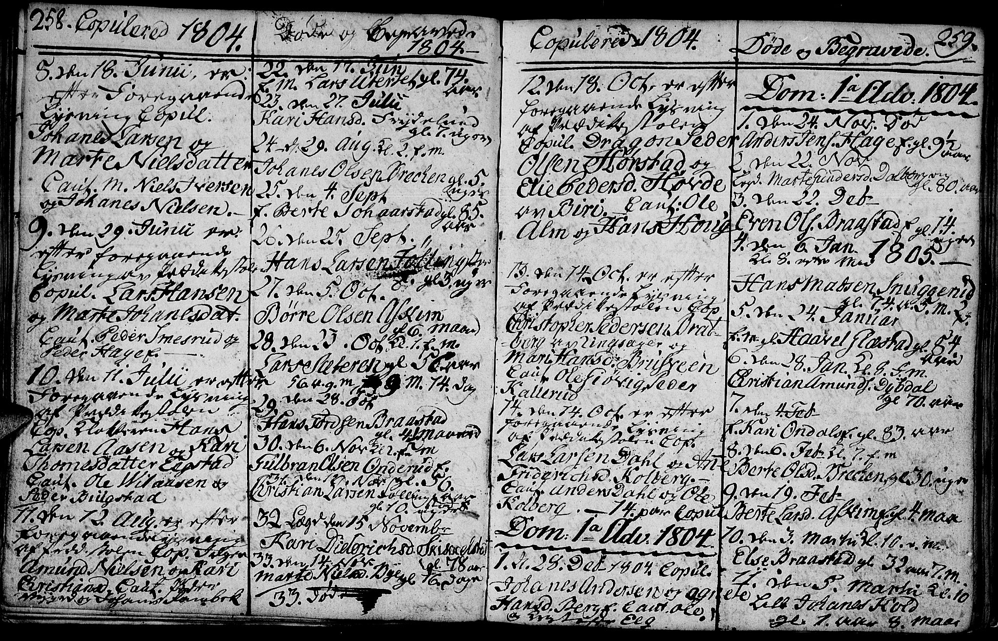 Vardal prestekontor, SAH/PREST-100/H/Ha/Hab/L0003: Parish register (copy) no. 3, 1803-1808, p. 258-259