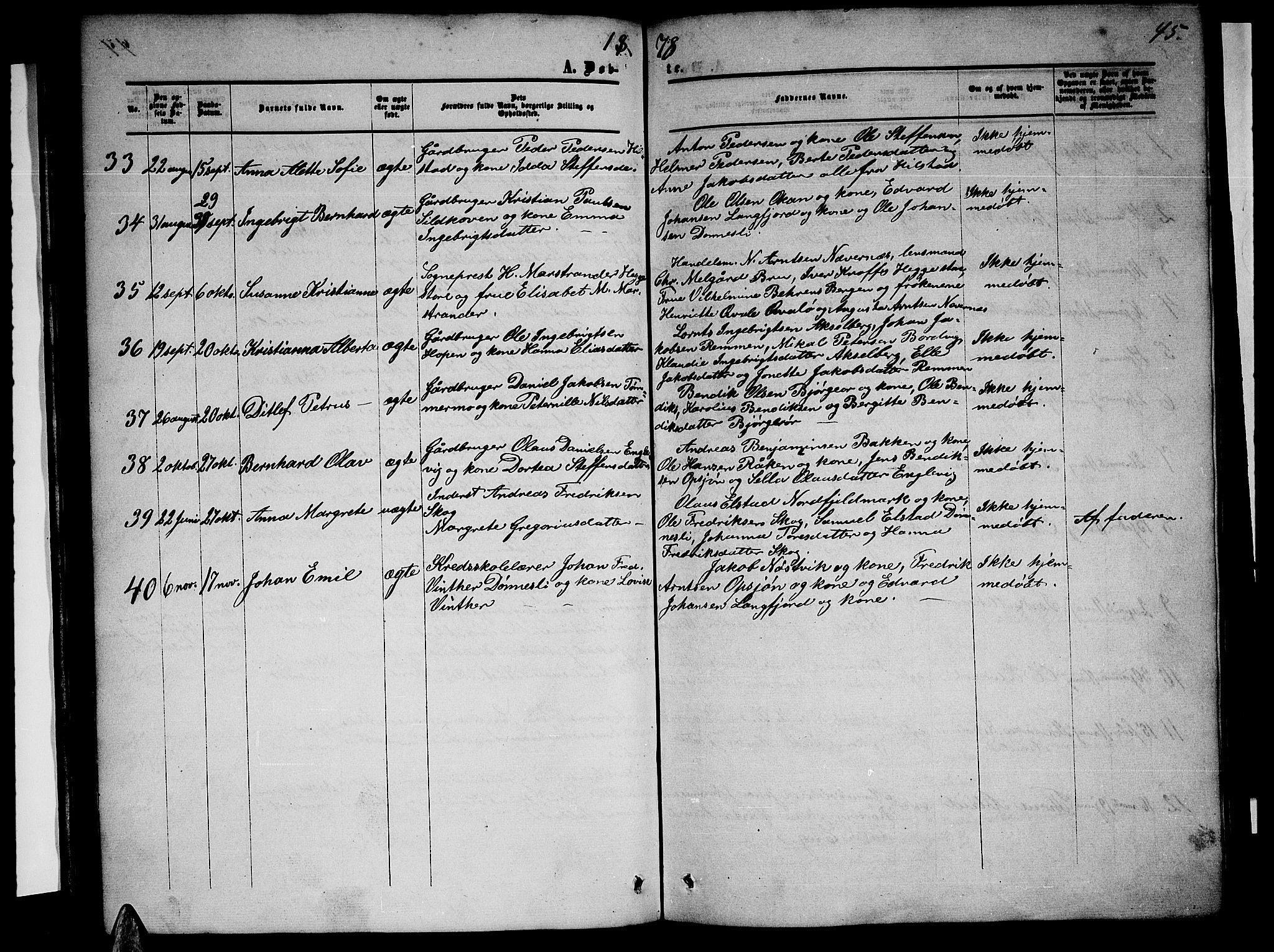 Ministerialprotokoller, klokkerbøker og fødselsregistre - Nordland, AV/SAT-A-1459/814/L0229: Parish register (copy) no. 814C02, 1859-1883, p. 45