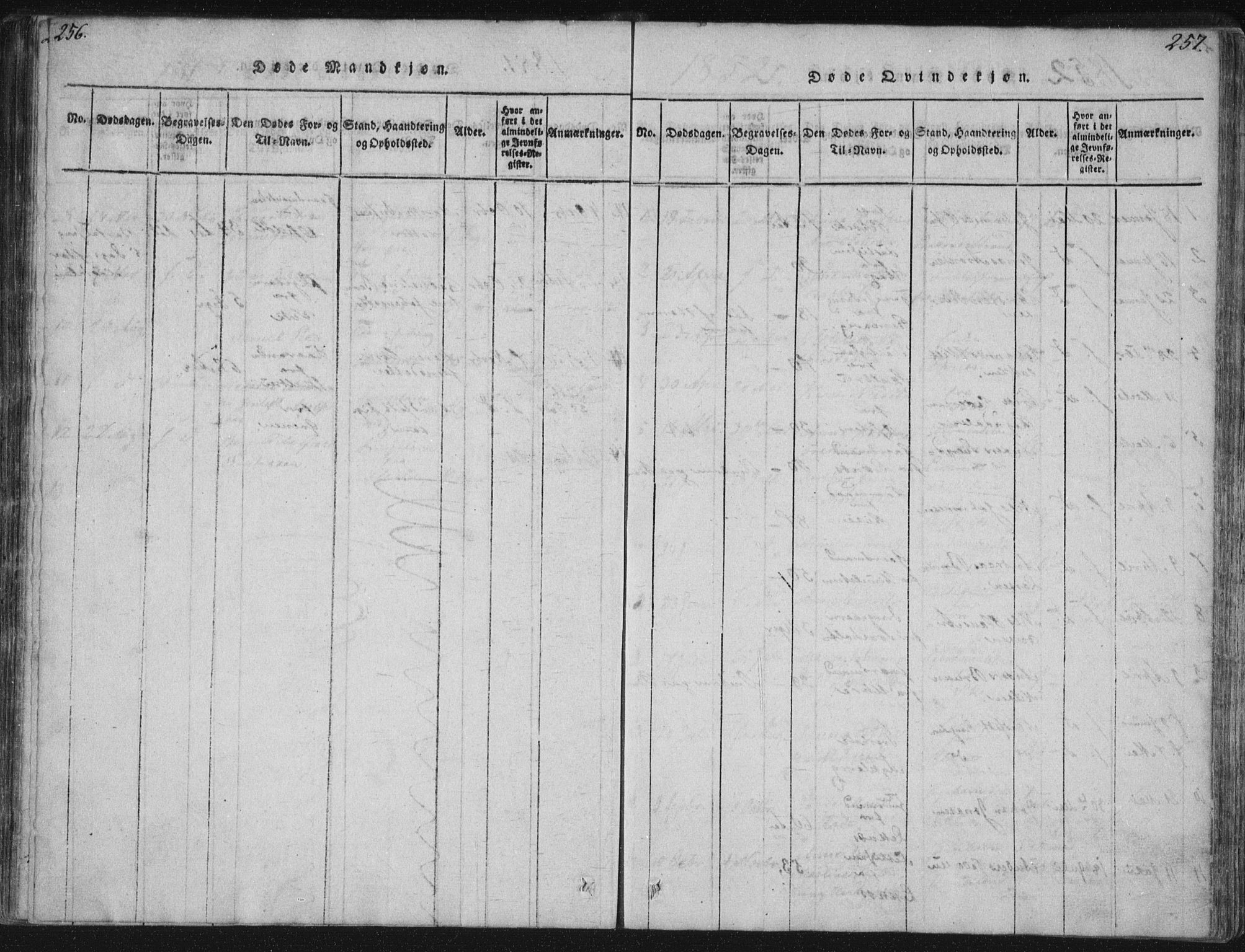 Ministerialprotokoller, klokkerbøker og fødselsregistre - Nordland, AV/SAT-A-1459/881/L1164: Parish register (copy) no. 881C01, 1818-1853, p. 256-257