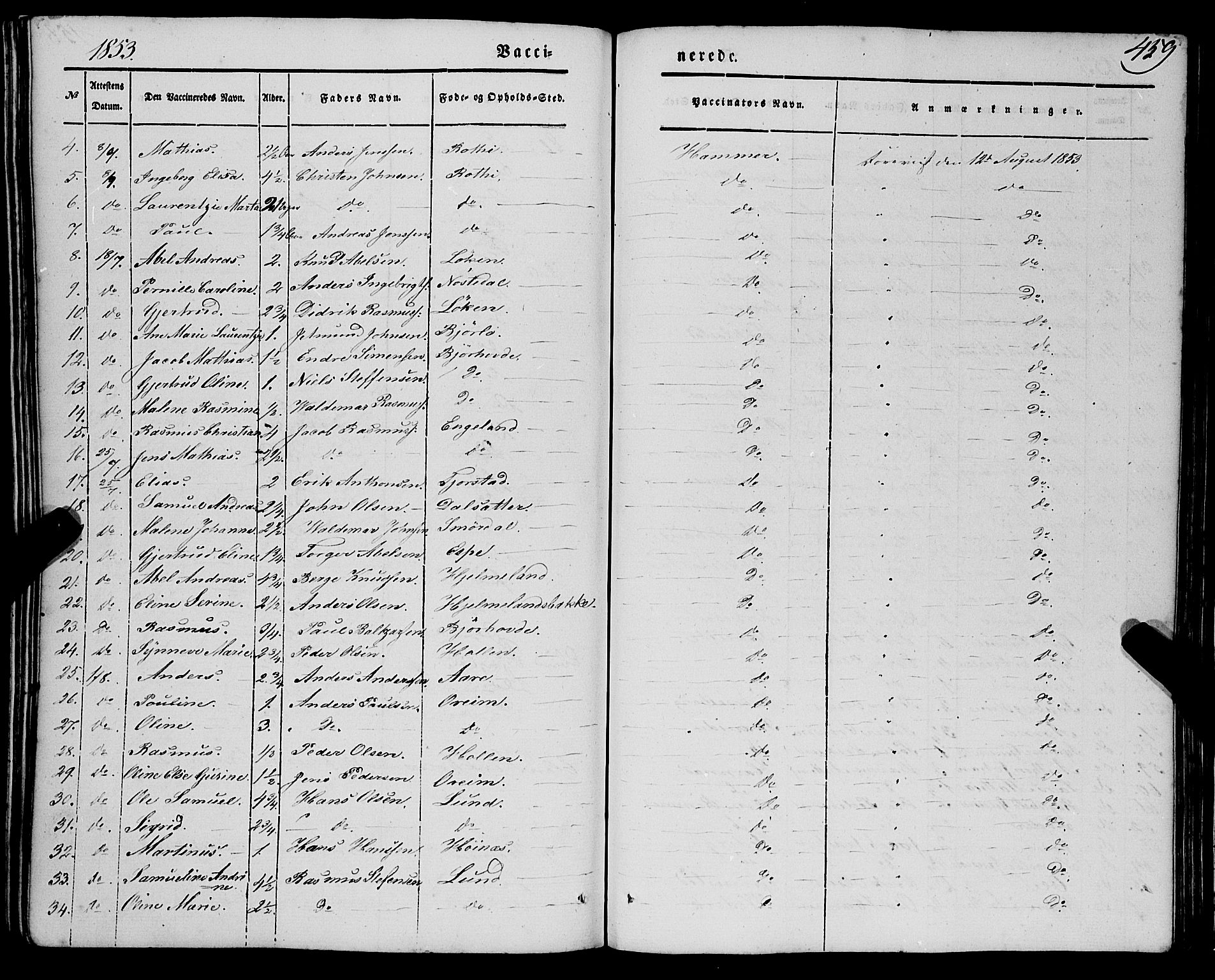 Eid sokneprestembete, SAB/A-82301/H/Haa/Haaa/L0007: Parish register (official) no. A 7, 1844-1858, p. 459