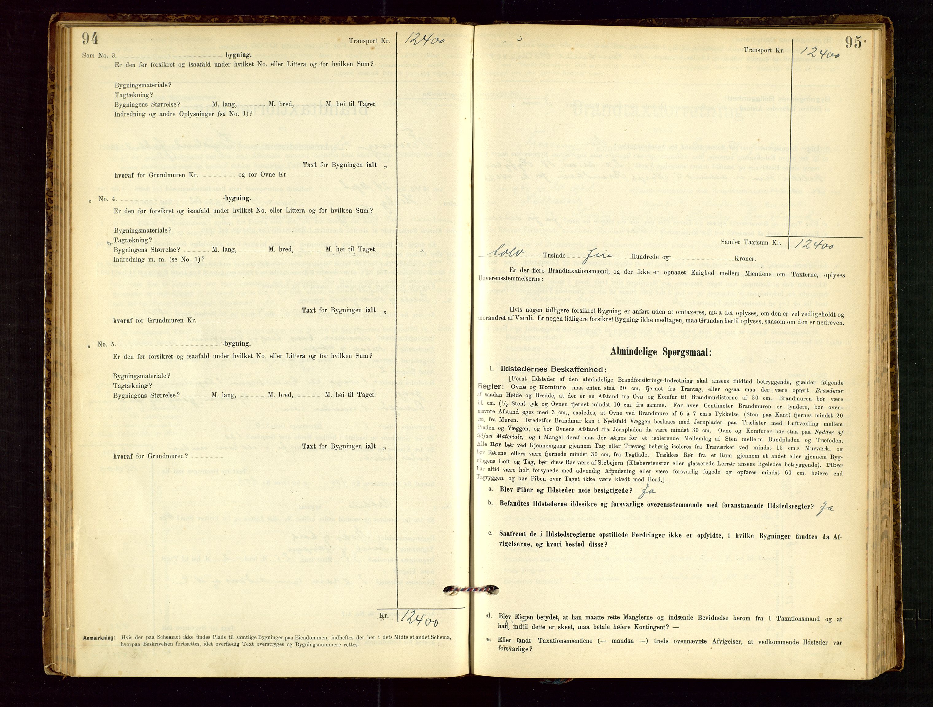 Finnøy lensmannskontor, AV/SAST-A-100442/Goa/L0003: Branntakstprotokoll - skjemaprotokoll, 1896-1954, p. 94-95