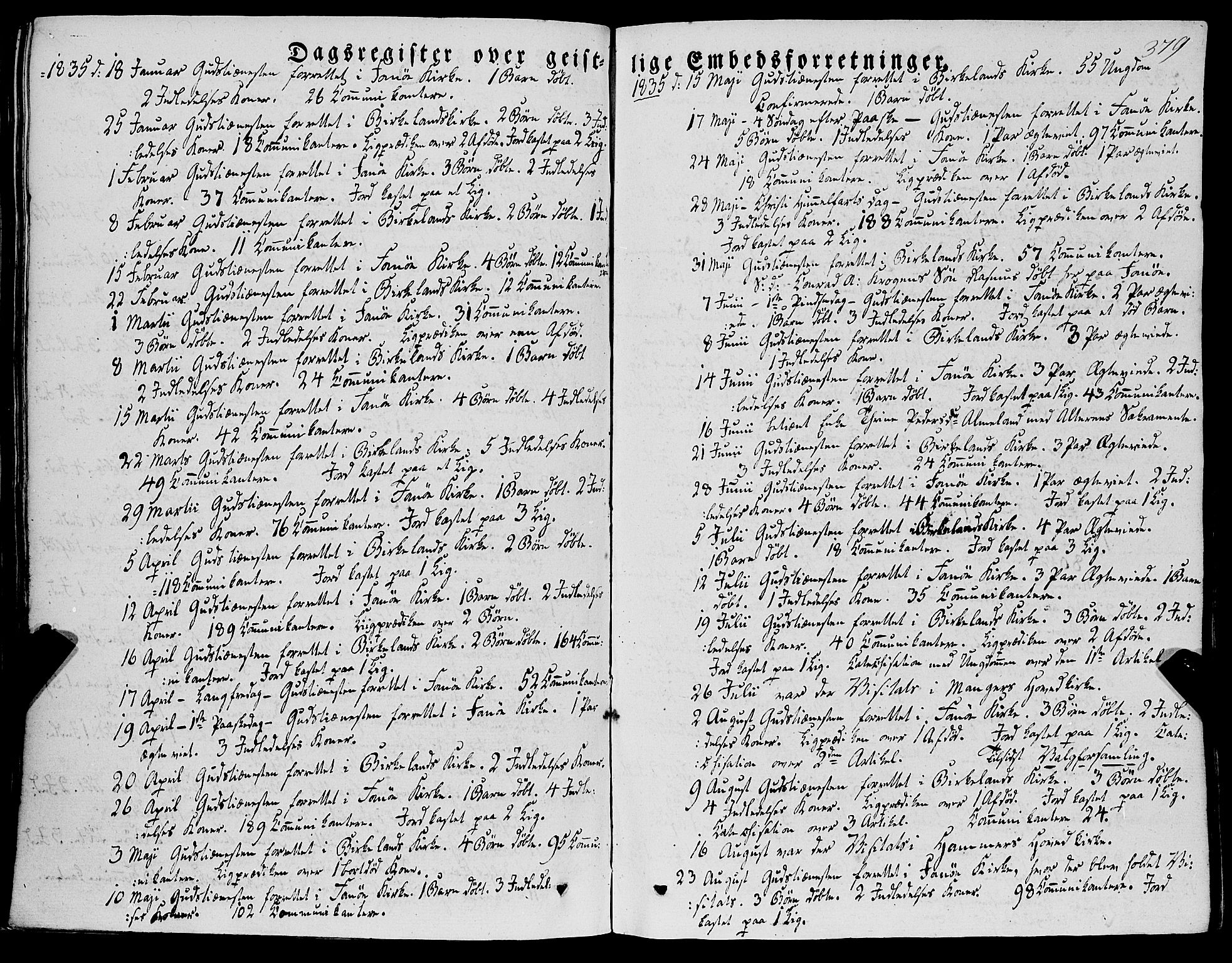 Fana Sokneprestembete, AV/SAB-A-75101/H/Haa/Haaa/L0008: Parish register (official) no. A 8, 1829-1851, p. 379