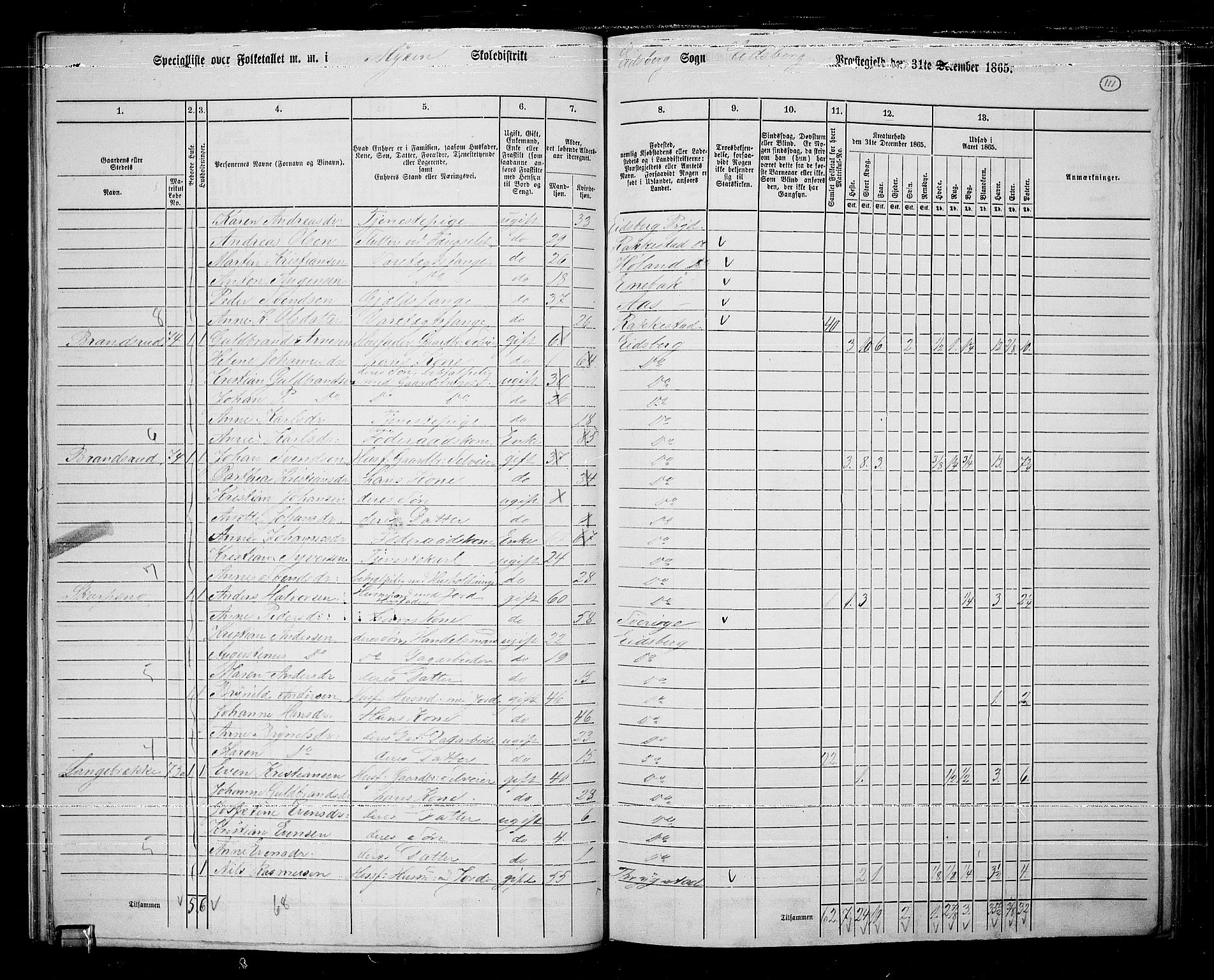 RA, 1865 census for Eidsberg, 1865, p. 98