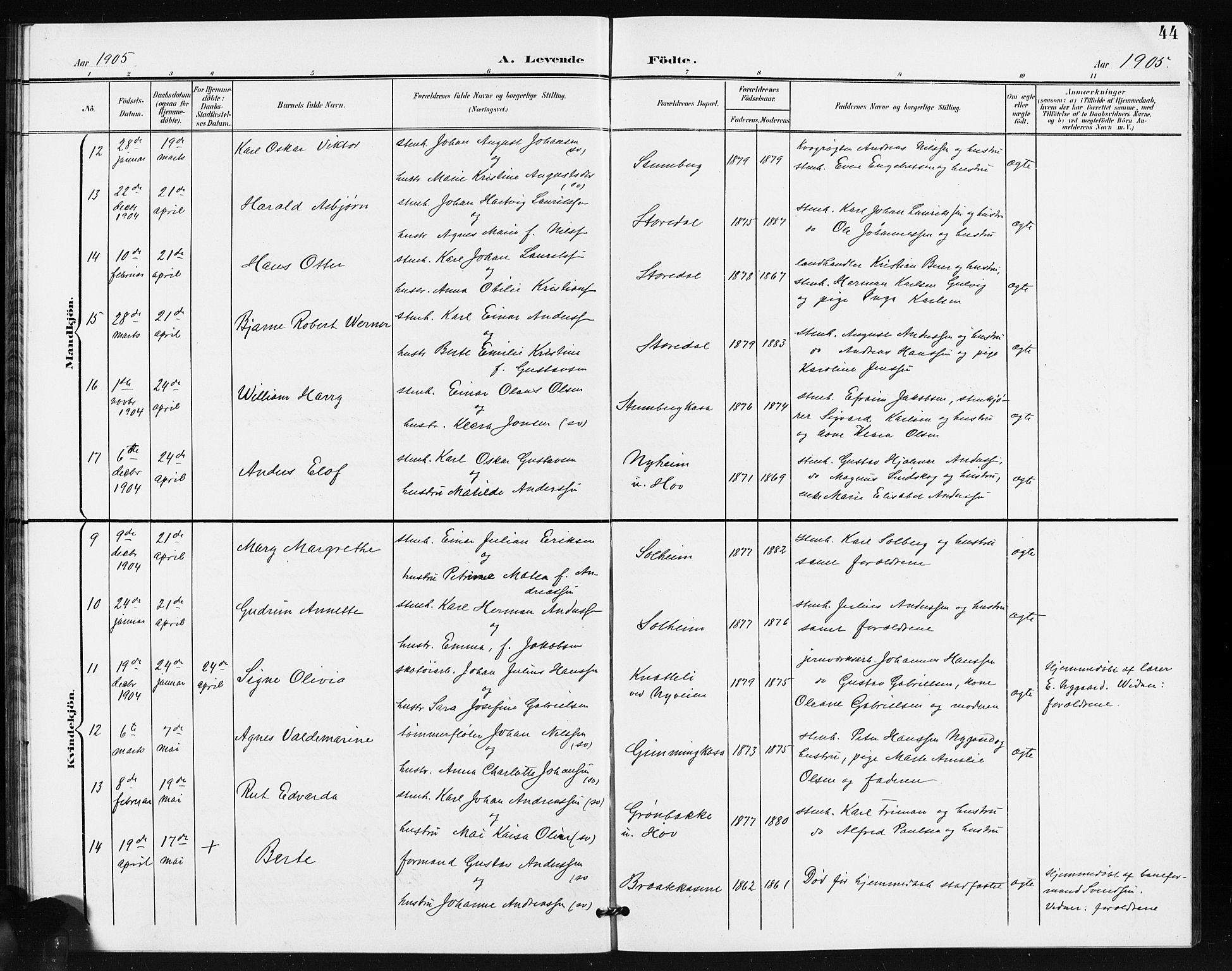 Idd prestekontor Kirkebøker, AV/SAO-A-10911/G/Gb/L0001: Parish register (copy) no. II 1, 1901-1907, p. 44