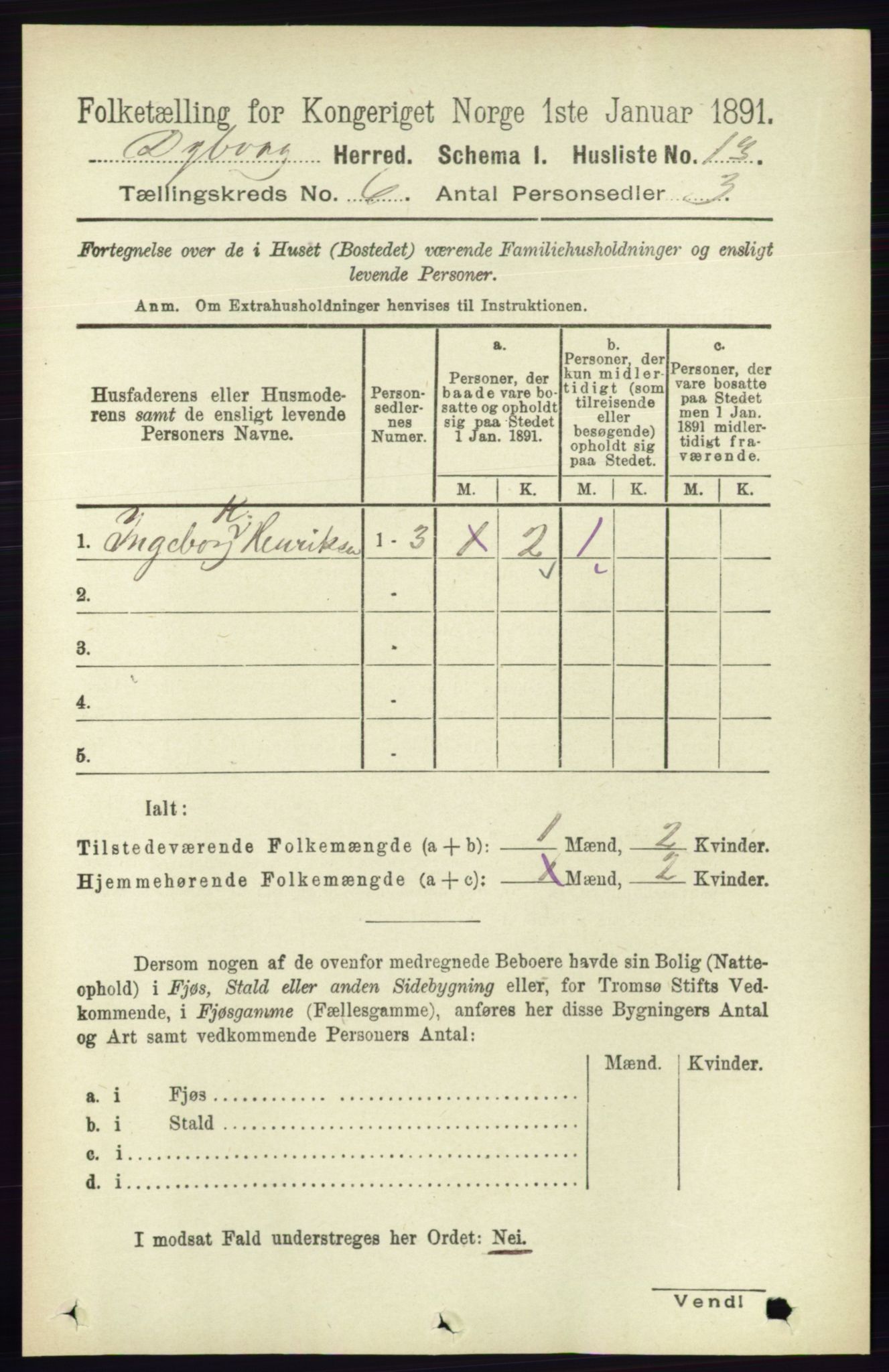 RA, 1891 census for 0915 Dypvåg, 1891, p. 1683