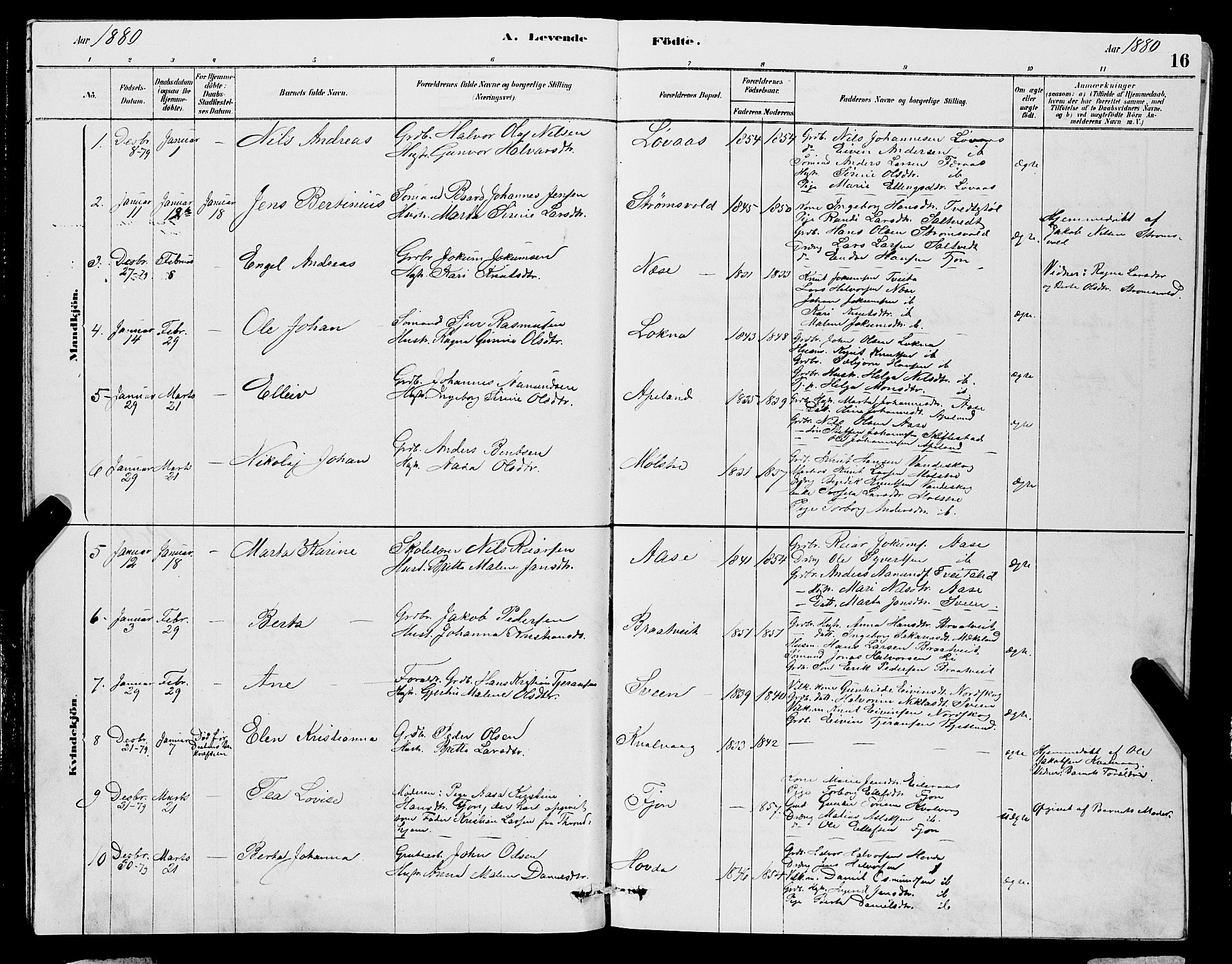 Sveio Sokneprestembete, AV/SAB-A-78501/H/Hab: Parish register (copy) no. A 3, 1878-1896, p. 16