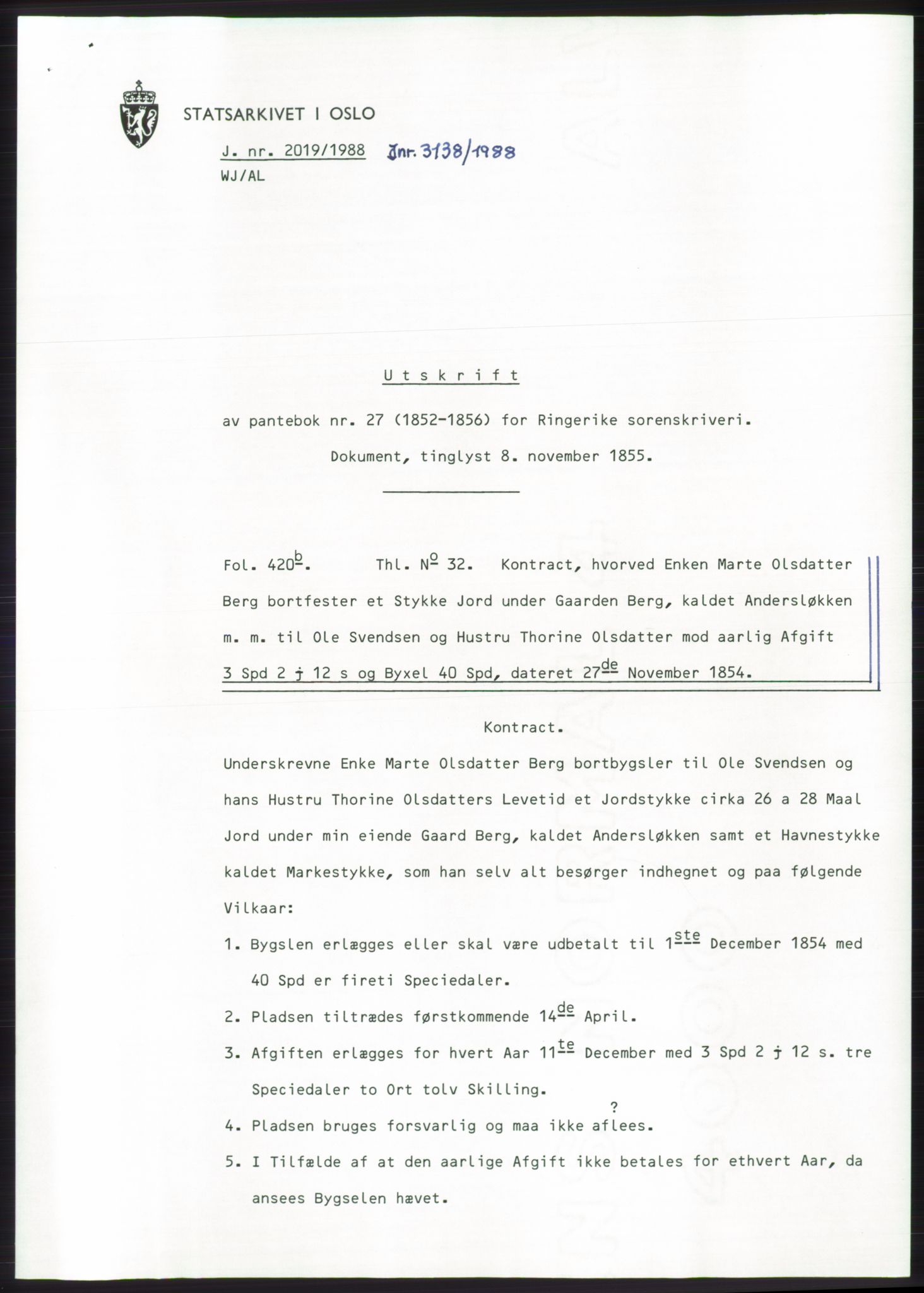 Statsarkivet i Kongsberg, SAKO/A-0001, 1988, p. 2